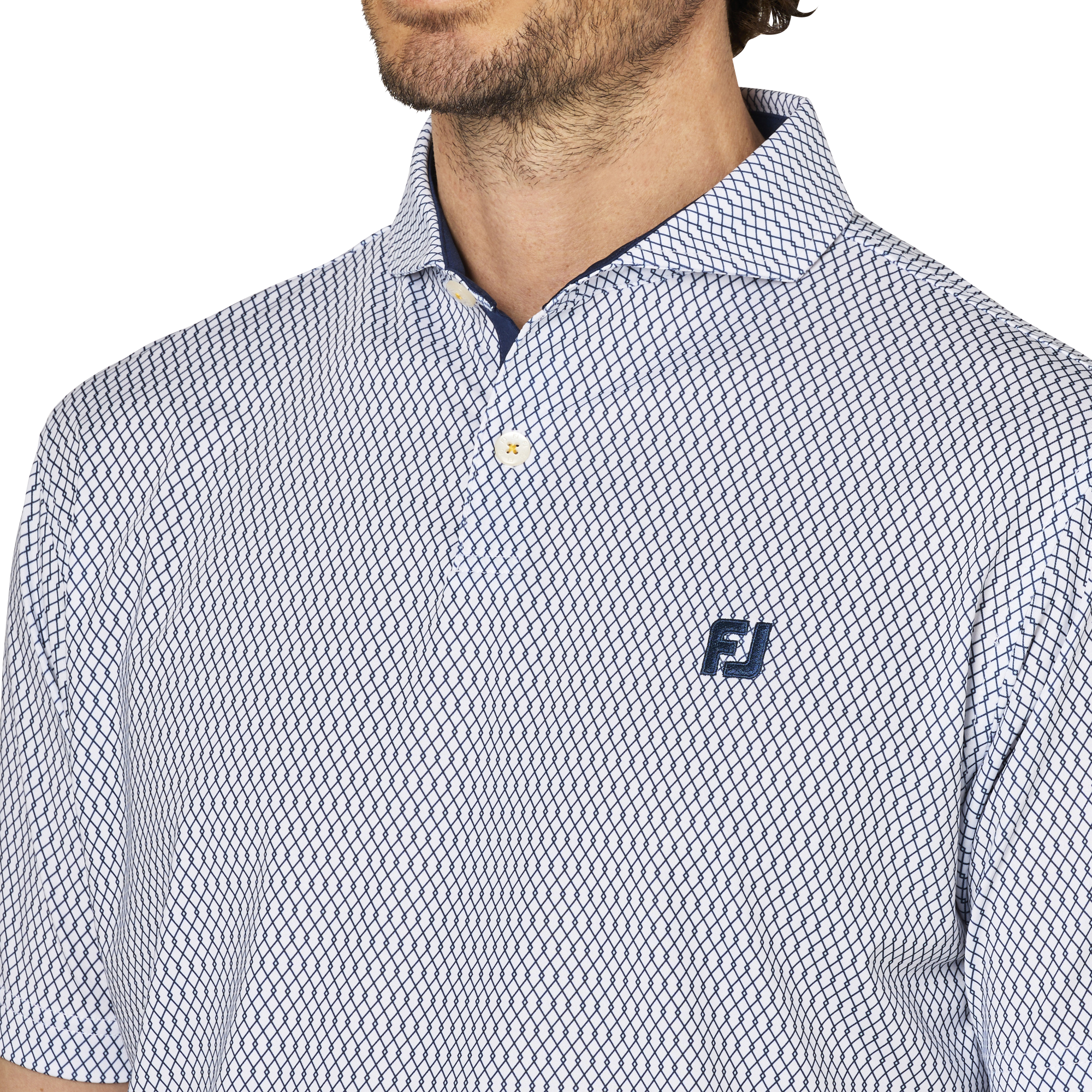 ダイヤ柄半袖ワイドカラーシャツ