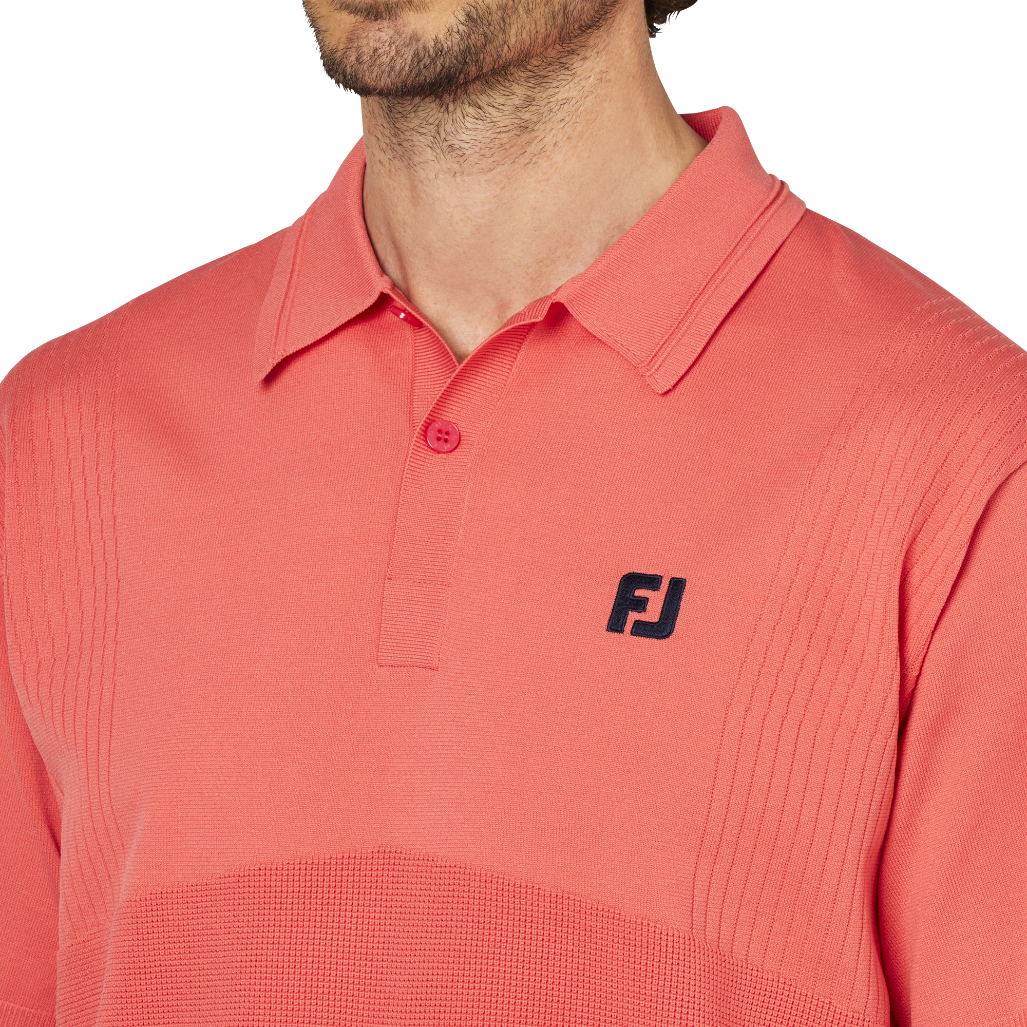 編地切替半袖セーターポロ