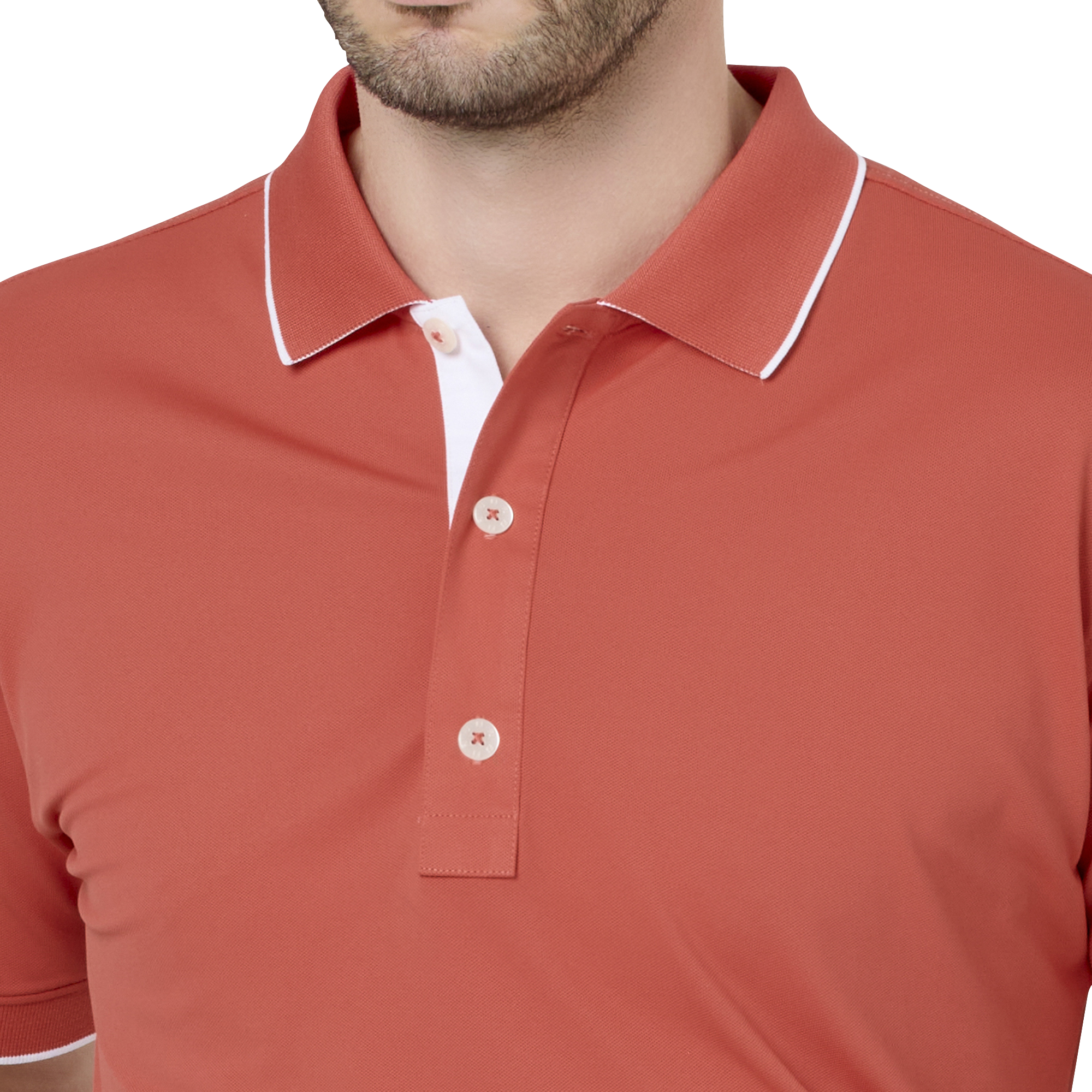 FJロゴ襟ライン ストレッチ鹿の子半袖シャツ