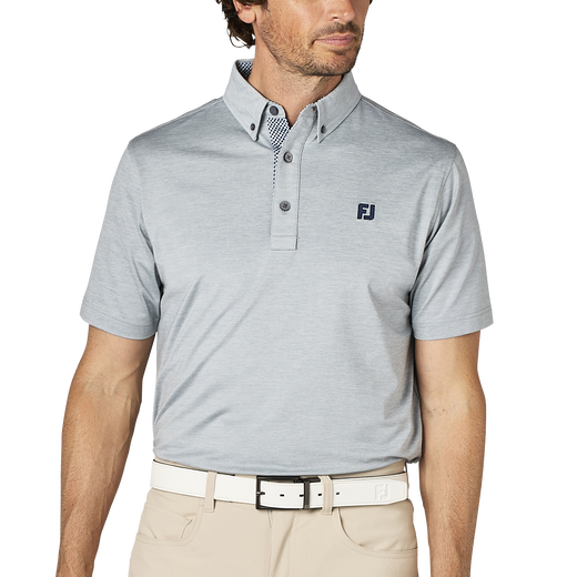 ヘザープリント半袖ボタンダウンシャツ