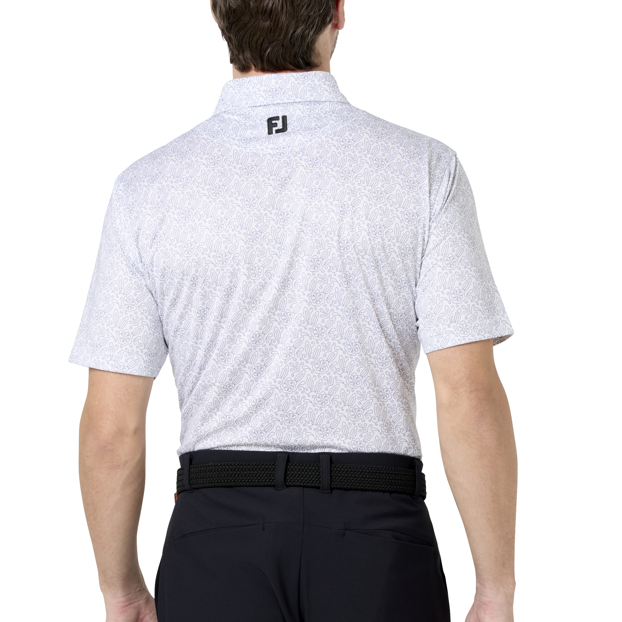 ウィングチップフローラル ストレッチライル半袖シャツ