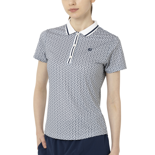 シトラスプリント半袖リブカラーシャツ