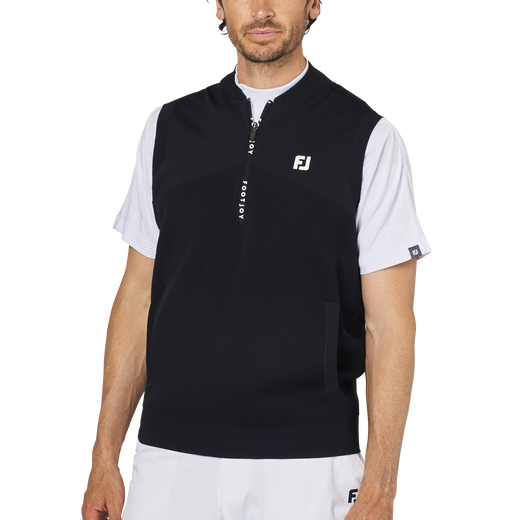 編地切替ハーフジップセーターベスト