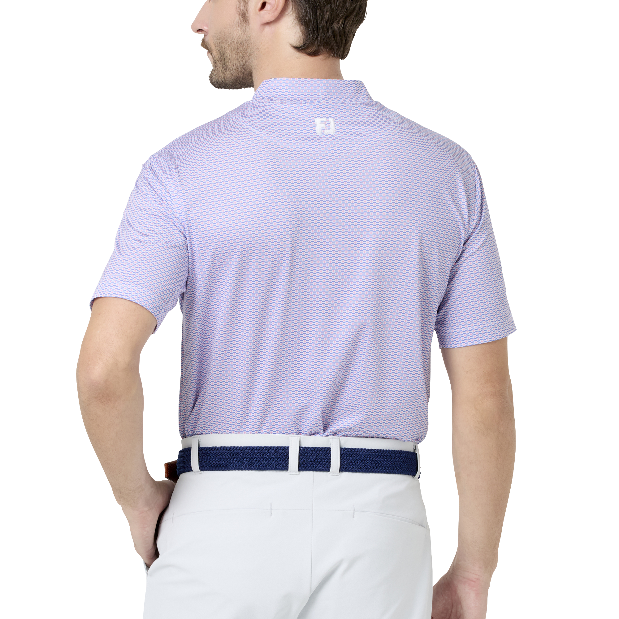 ノーティカルフラッグ ストレッチライル半袖モックネックシャツ