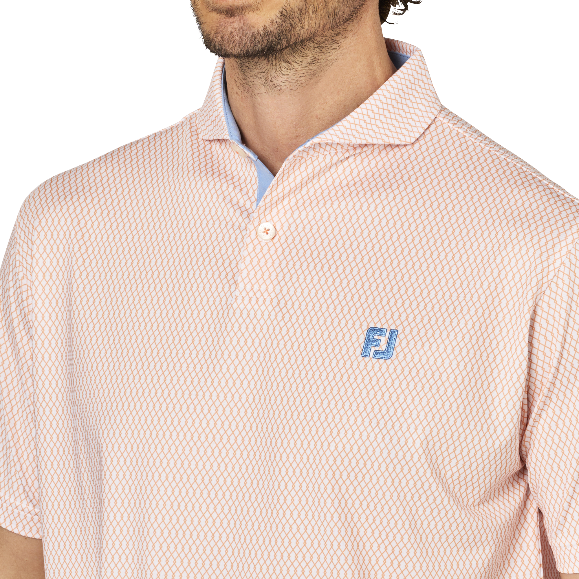 ダイヤ柄半袖ワイドカラーシャツ