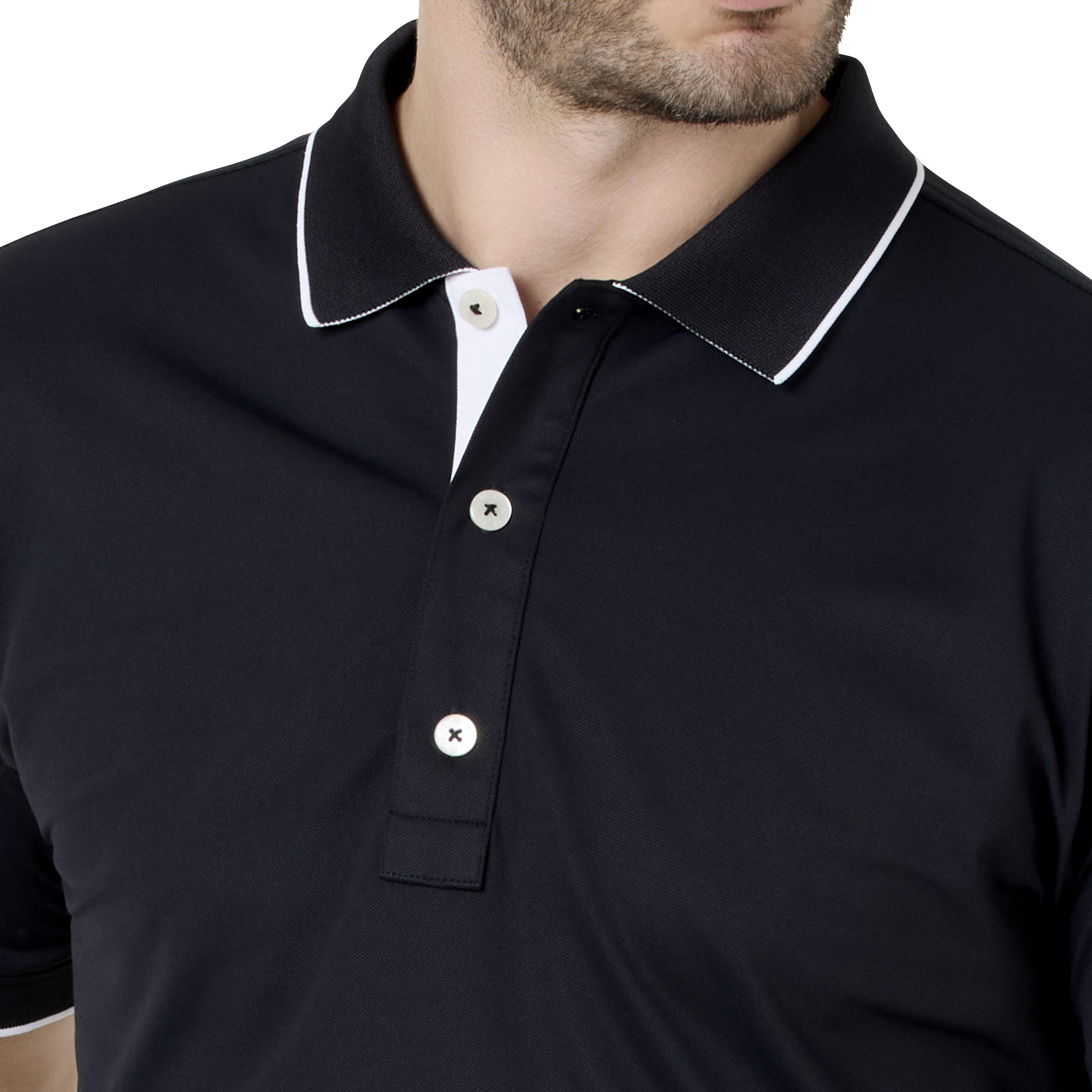 FJロゴ襟ライン ストレッチ鹿の子半袖シャツ