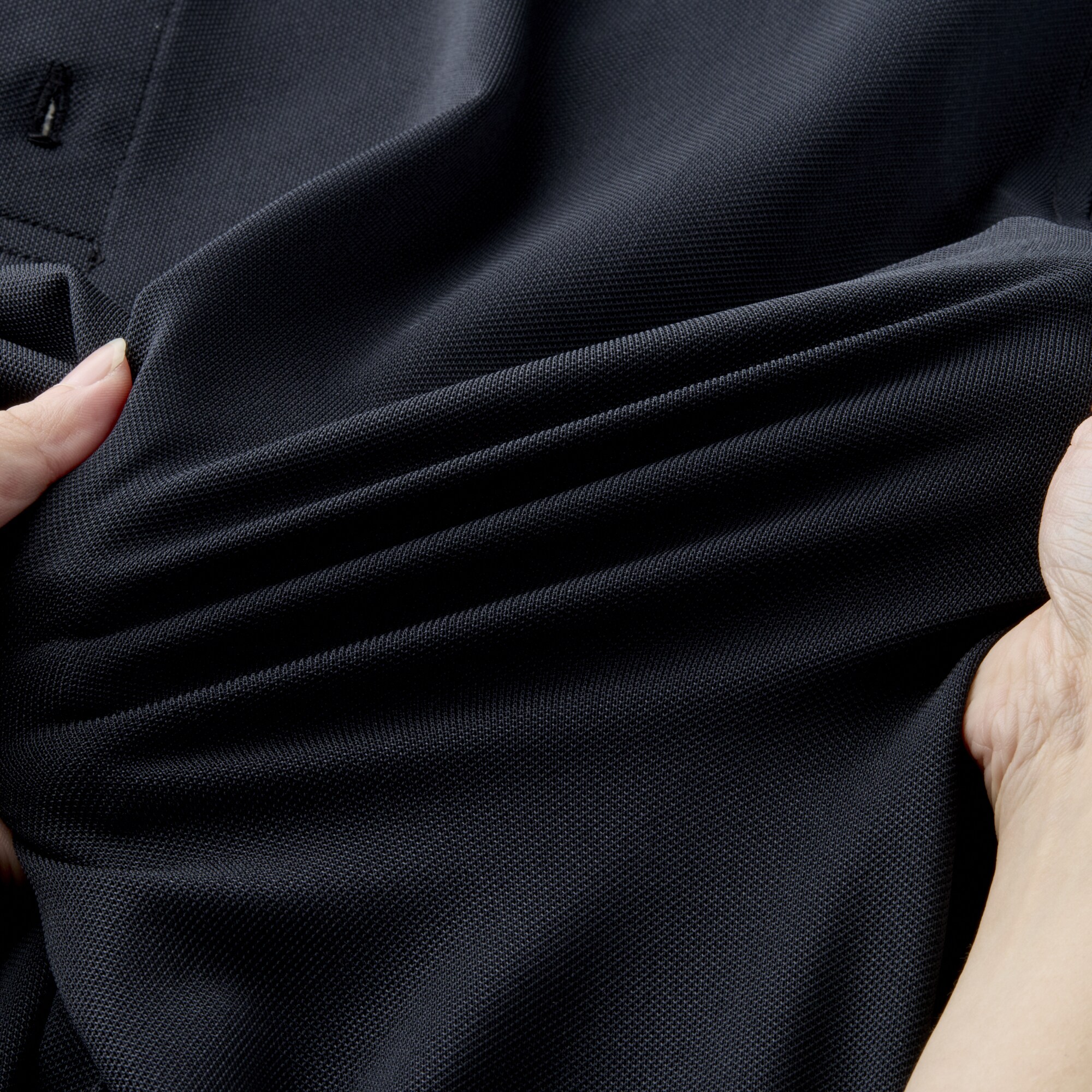 Essential Mens Solid ストレッチ鹿の子半袖シャツ