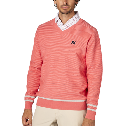 ヘリンボーン柄長袖Vネックセーター