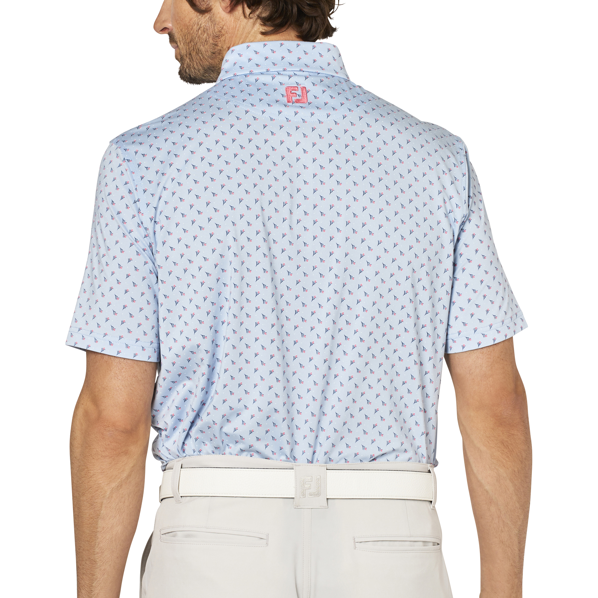 つぼみ柄半袖ボタンダウンシャツ