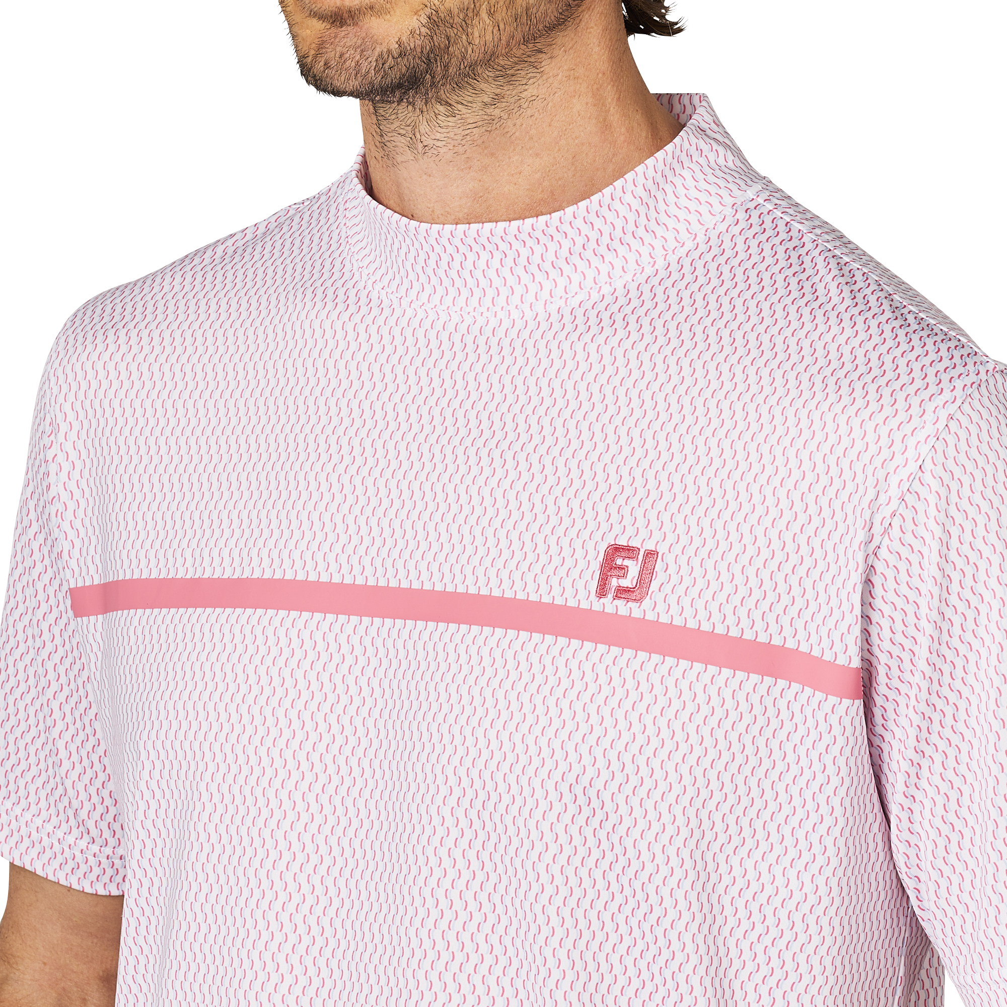 チェストライン半袖モックネックシャツ