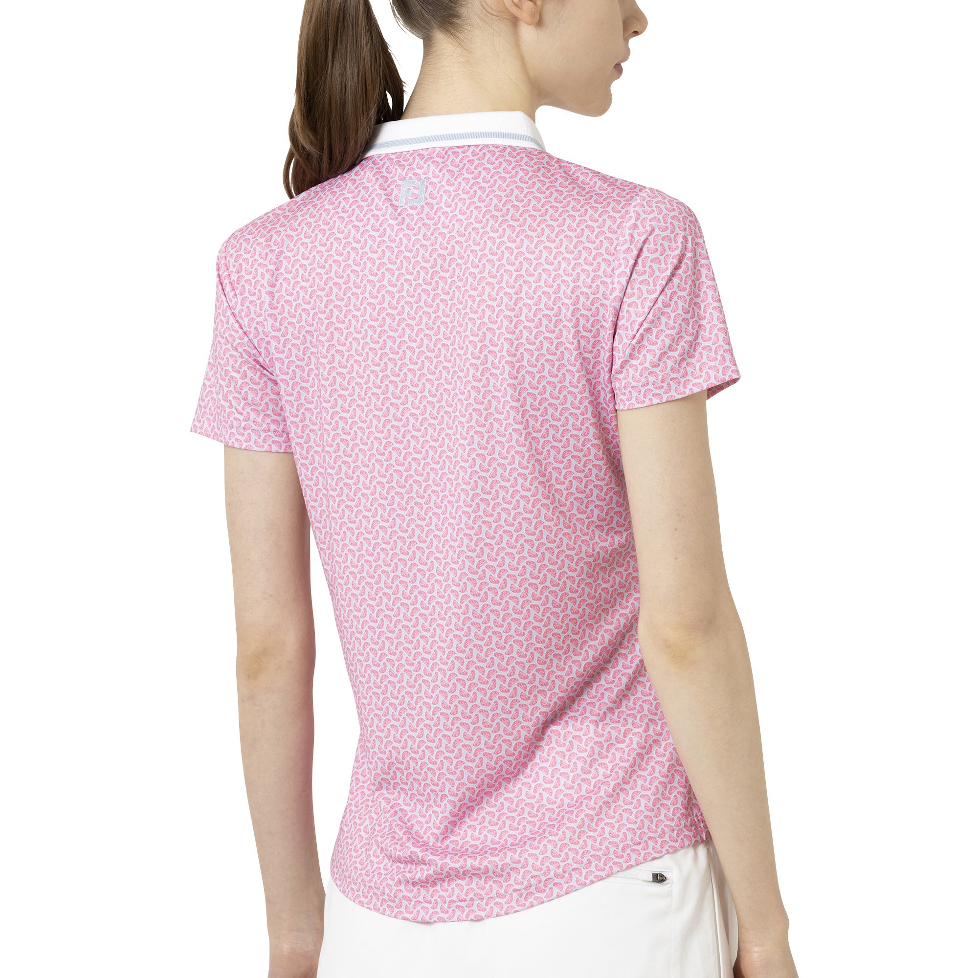 シトラスプリント半袖リブカラーシャツ