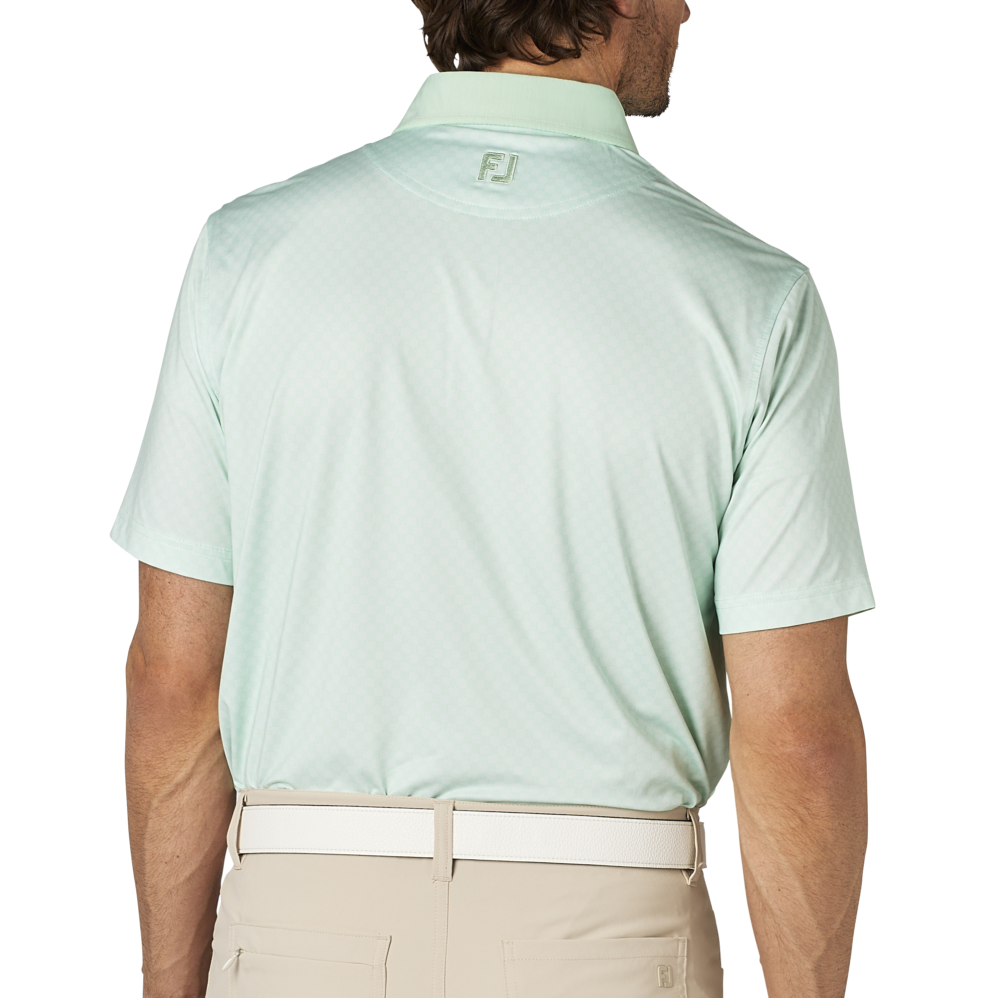 格子ジャカード半袖シャツ