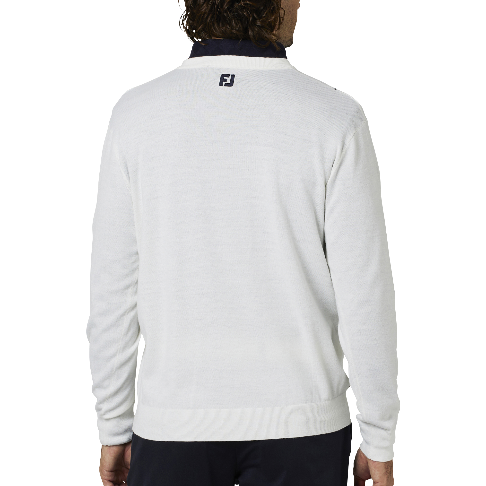 クロップドアーガイルVネックL/Sセーター