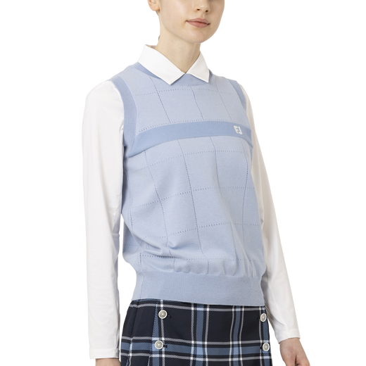 スクエアチェッククルーネックセーターベスト