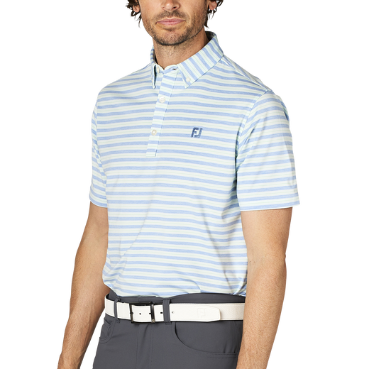 ヘザーストライプ半袖ボタンダウンシャツ