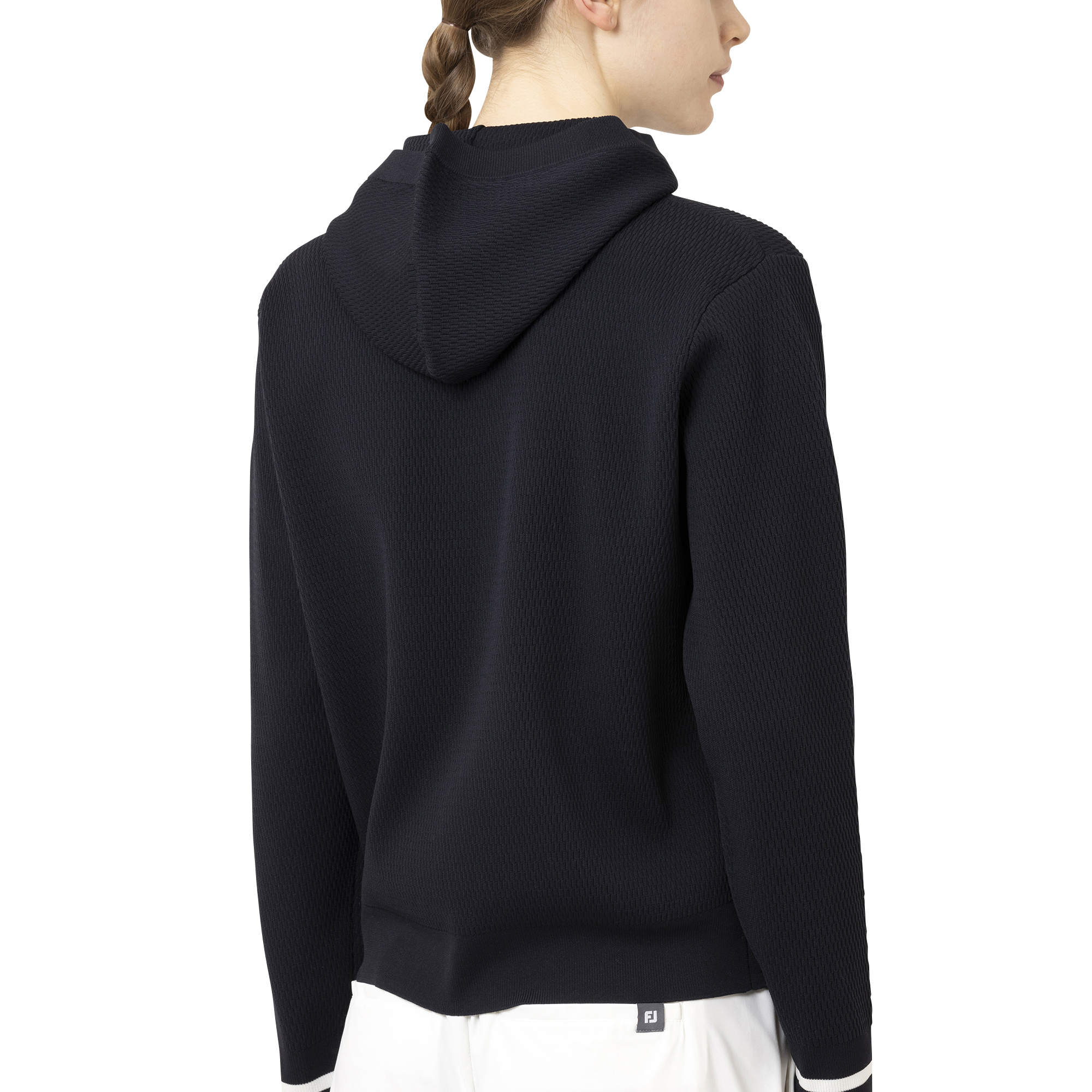 ハニカム柄長袖プルオーバーセーターフーディー