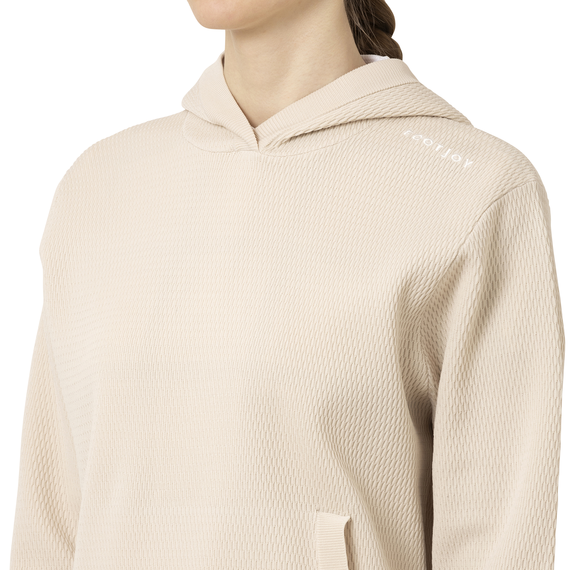 ハニカム柄長袖プルオーバーセーターフーディー