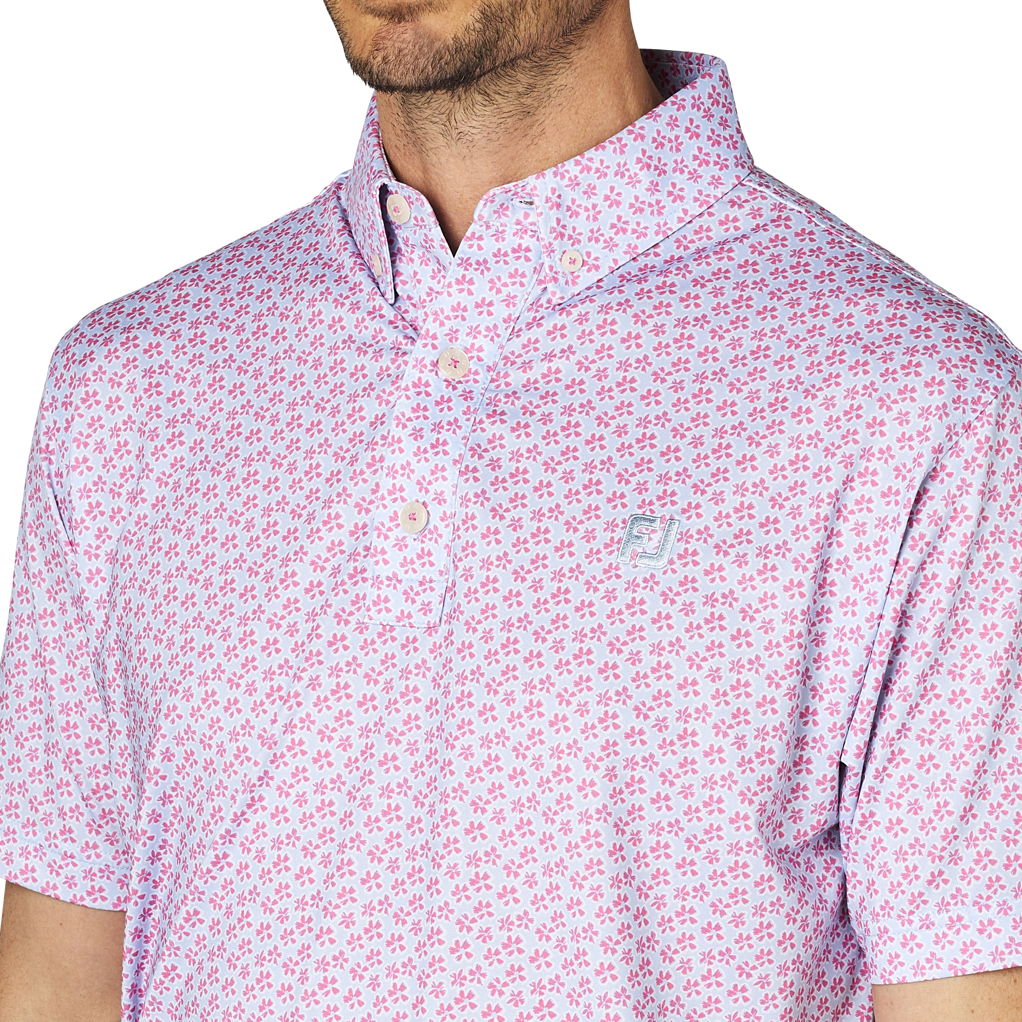 フラワープリント半袖ボタンダウンシャツ