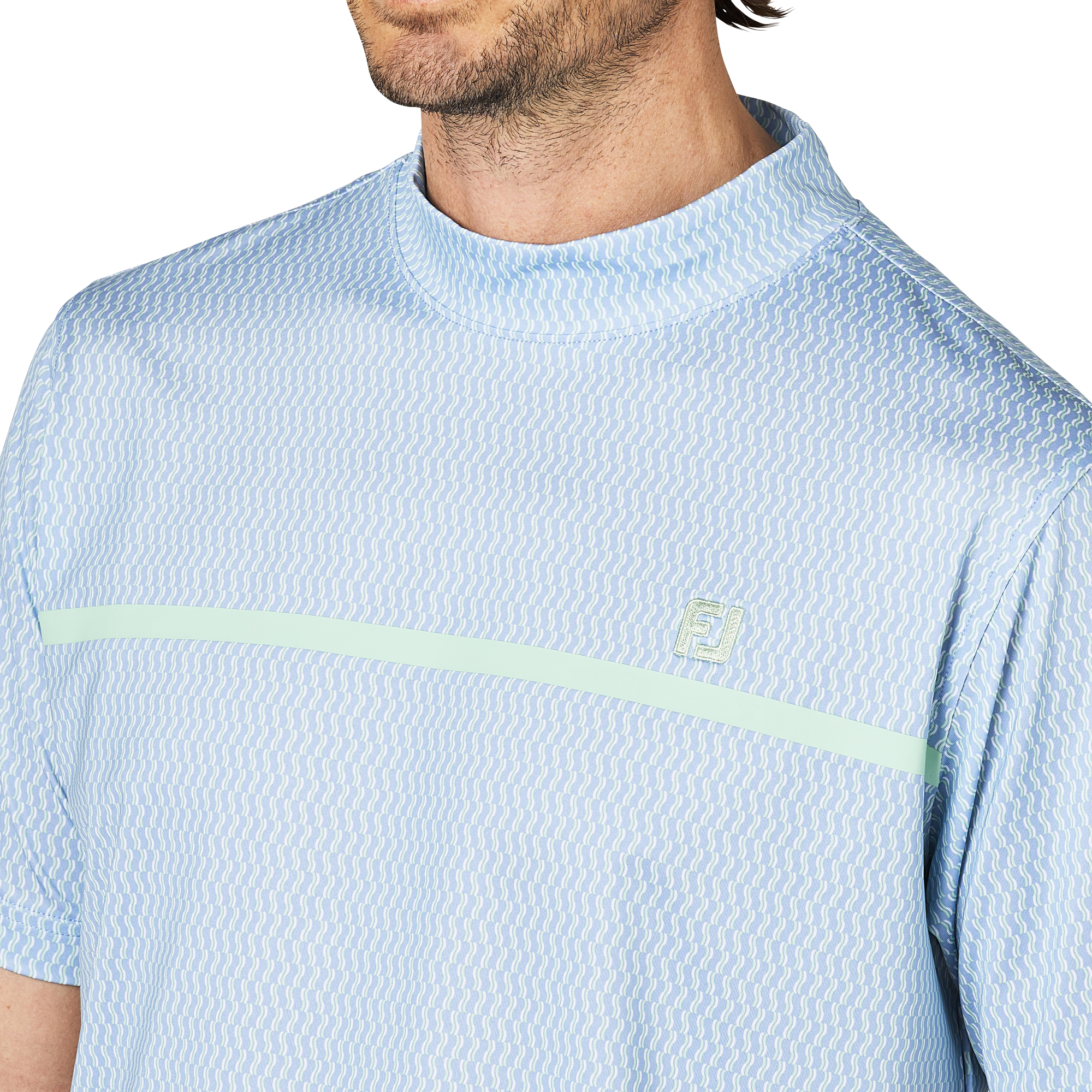 チェストライン半袖モックネックシャツ