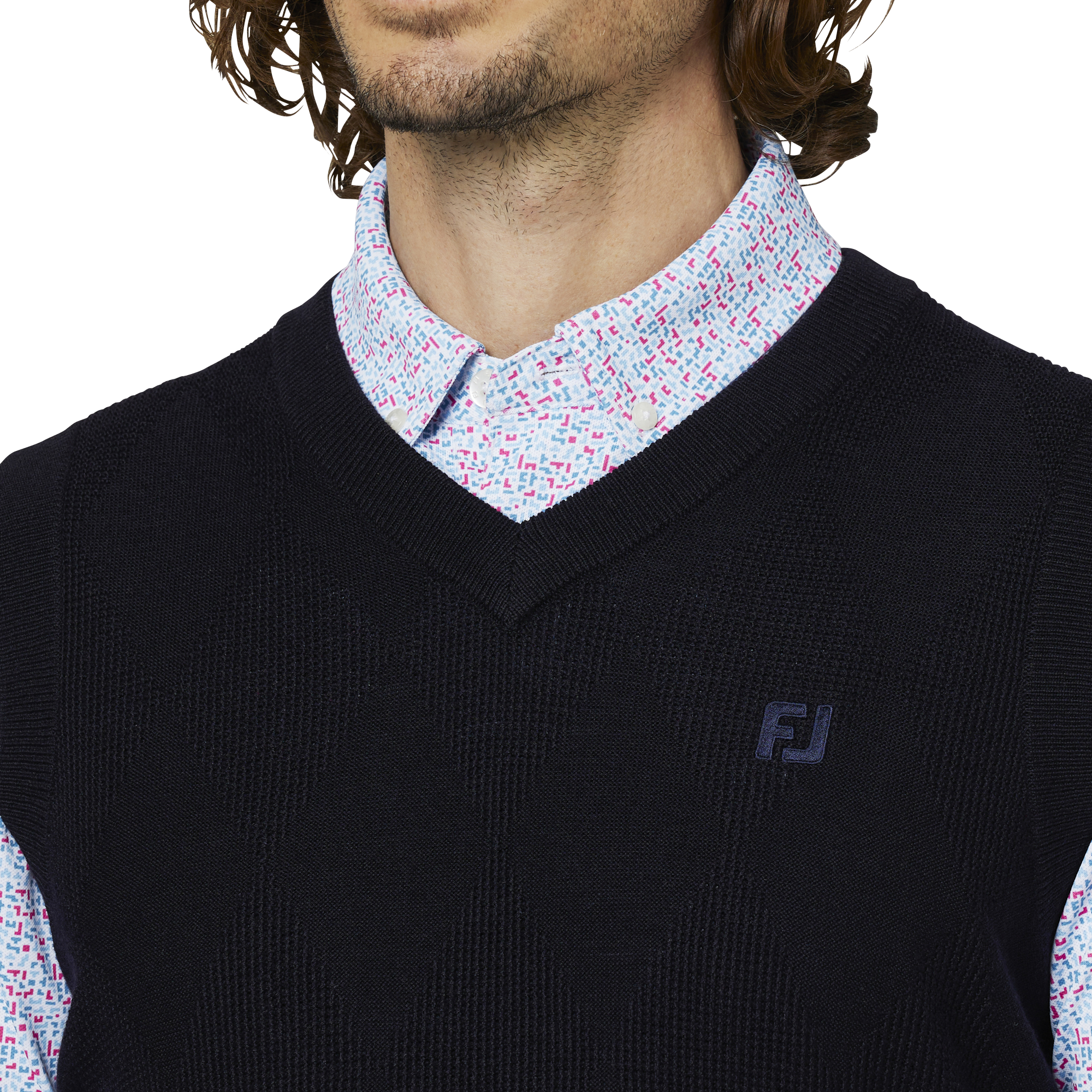 アーガイルVネックベストセーター