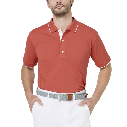 FJロゴ襟ライン ストレッチ鹿の子半袖シャツ