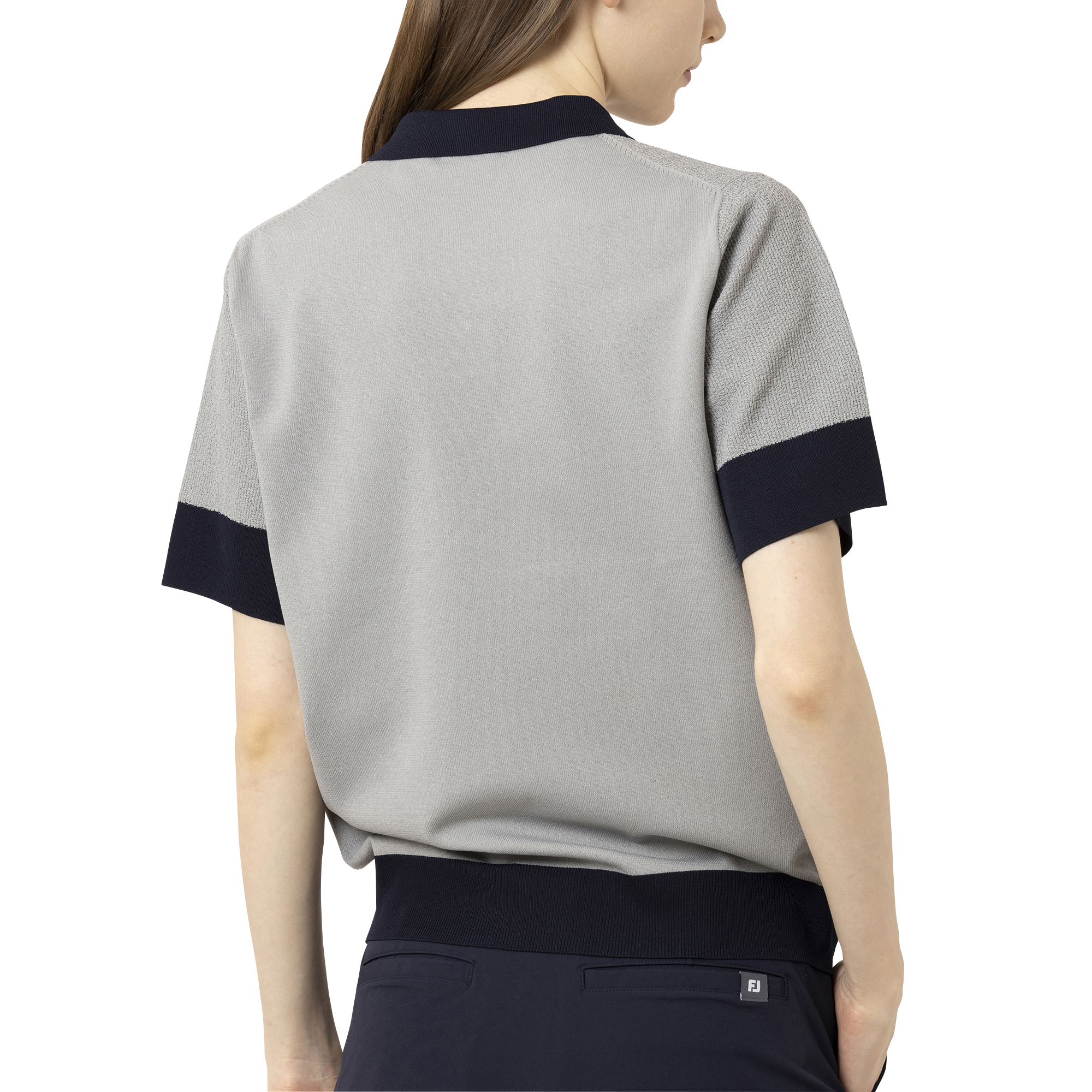編地切替バイカラー半袖セーターポロ