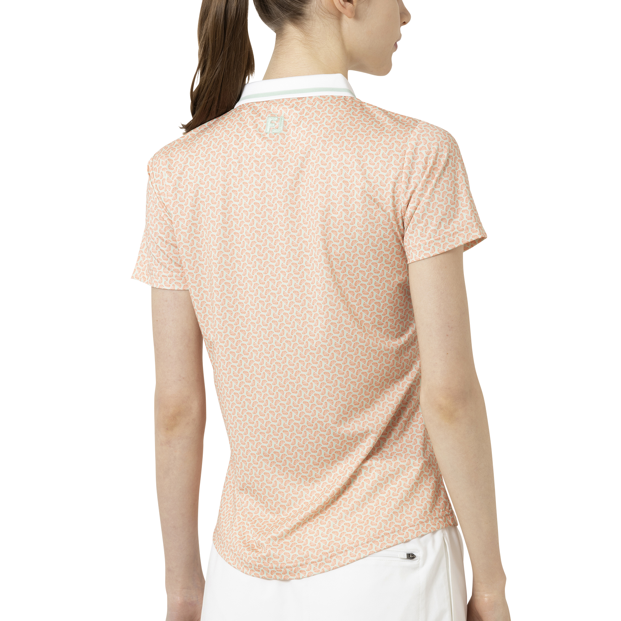 シトラスプリント半袖リブカラーシャツ