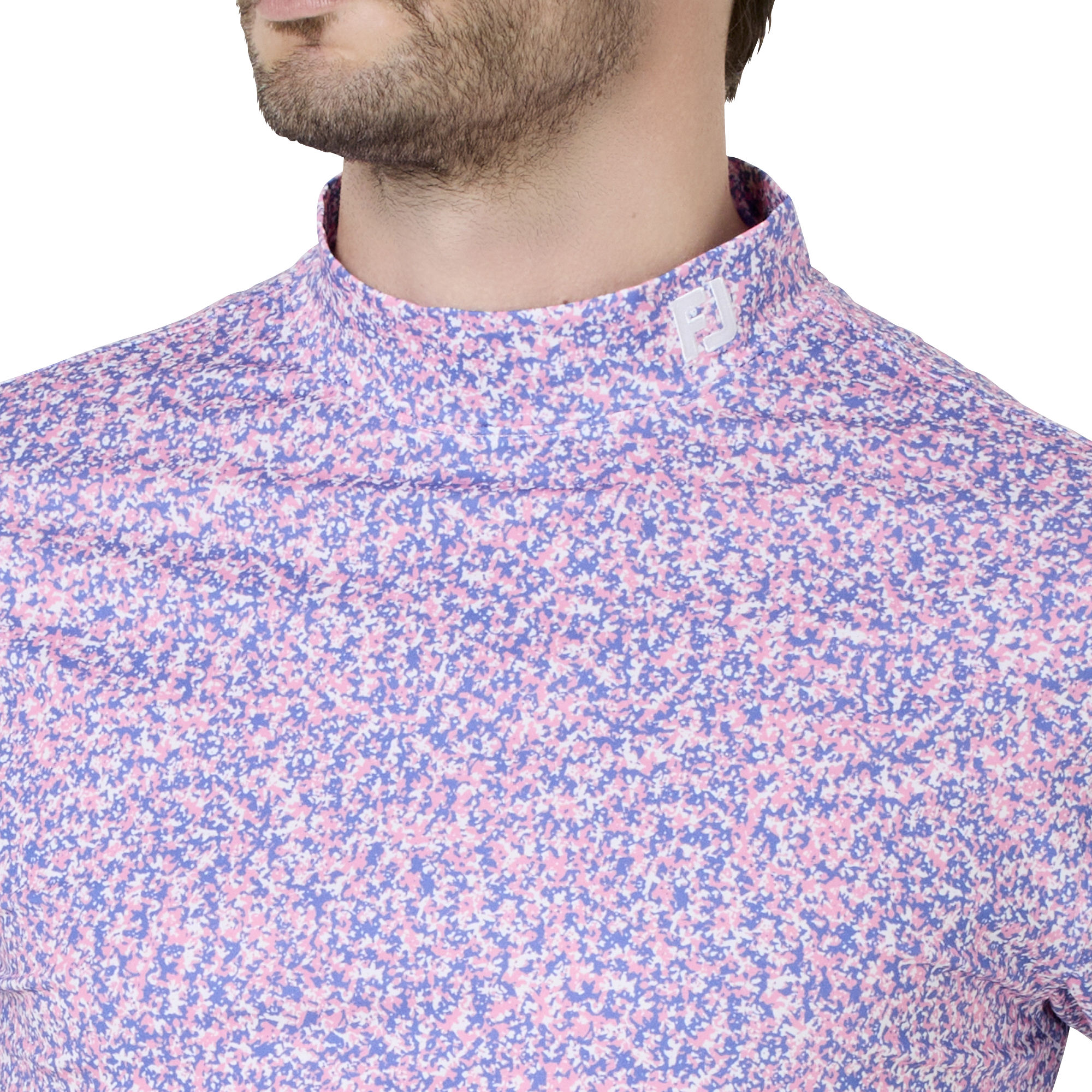 コンパクトカモ ストレッチライル半袖モックネックシャツ