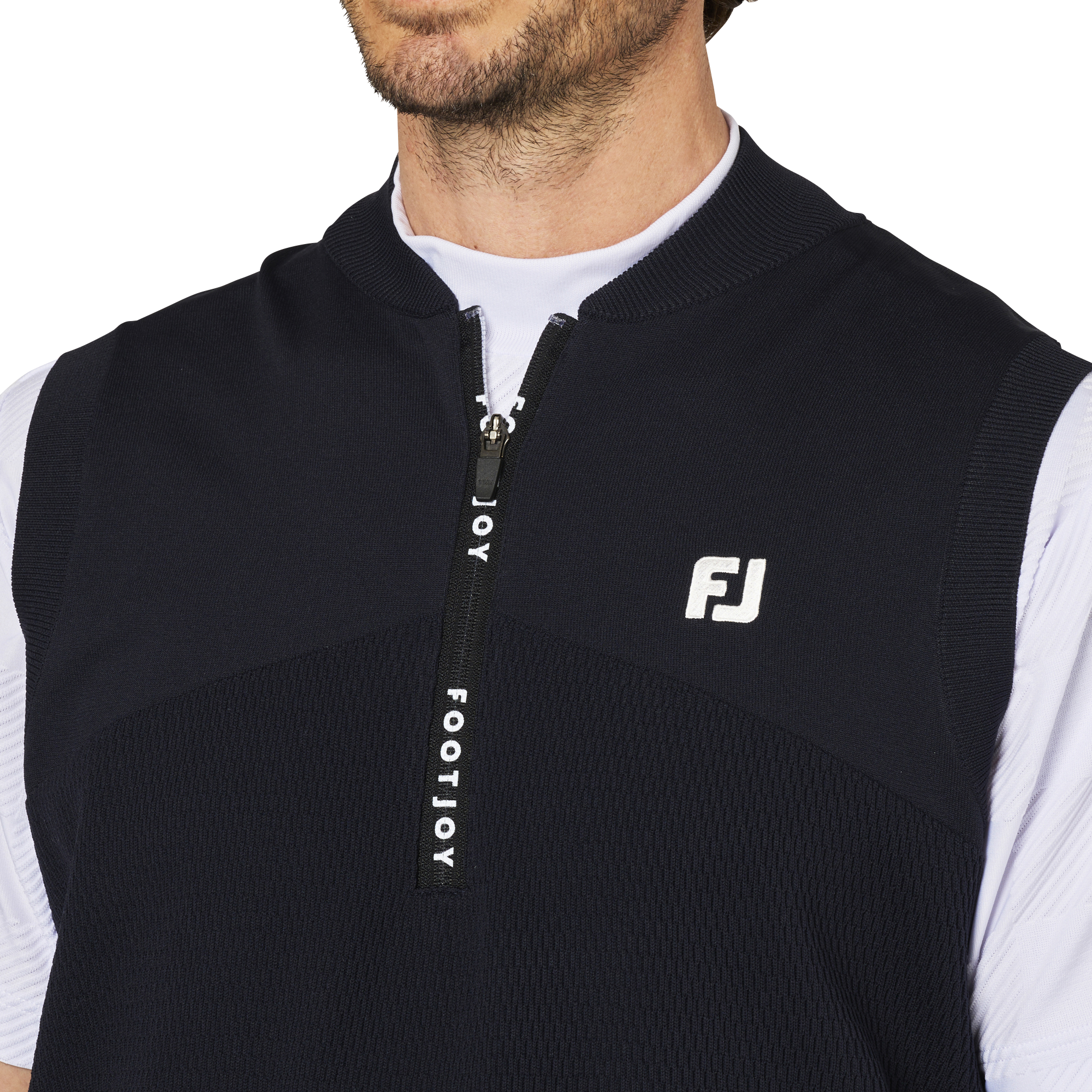 編地切替ハーフジップセーターベスト