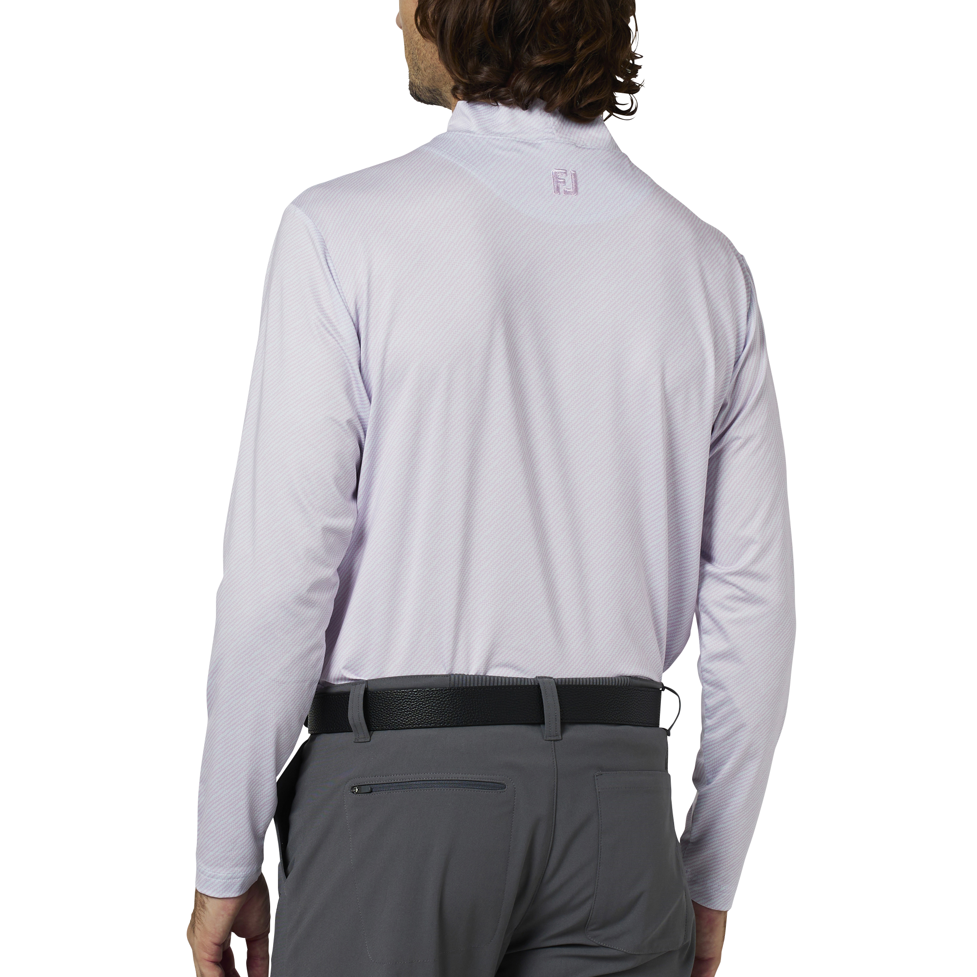 ウェーブラインプリントモックネック長袖シャツ