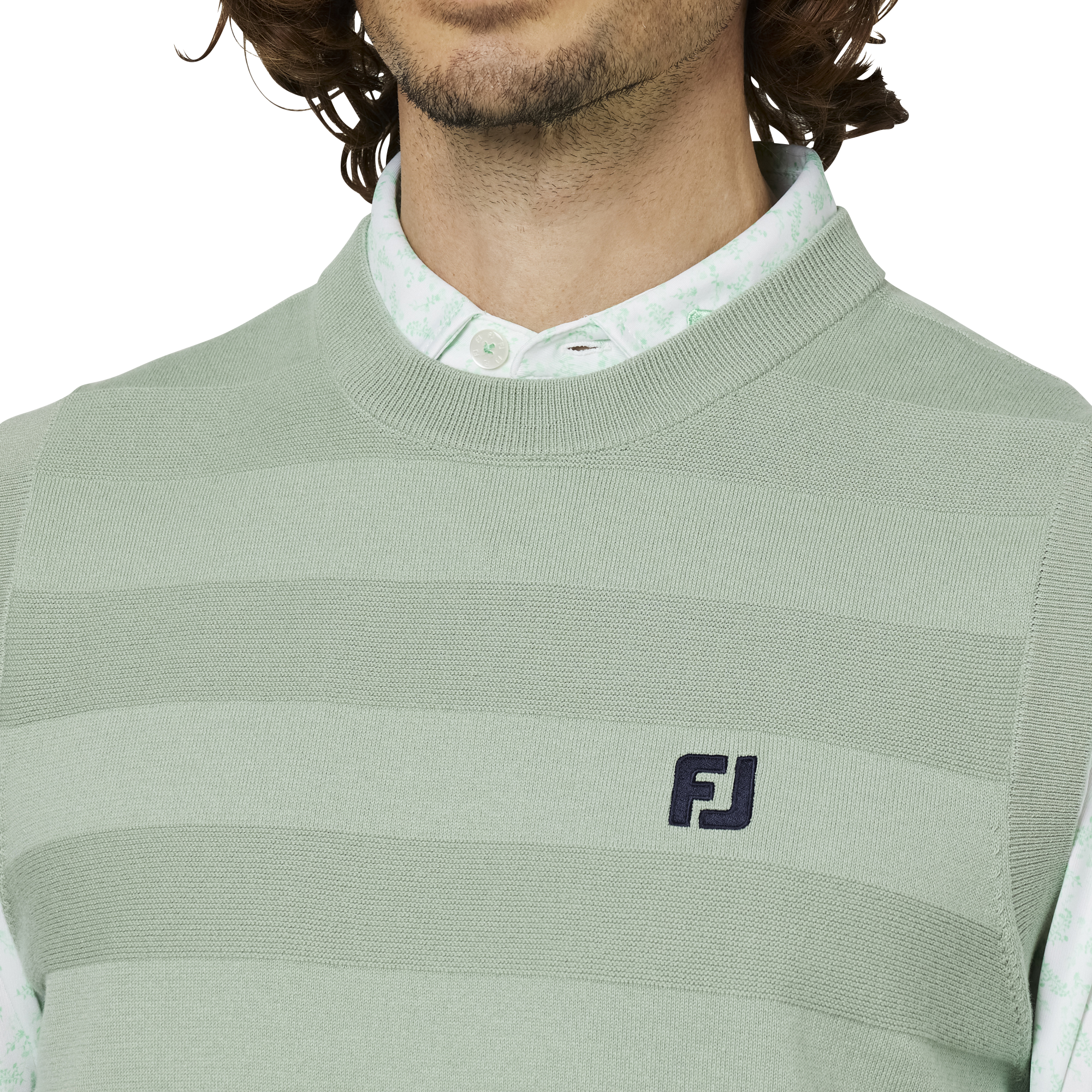 編地切替ボーダークルーネックベスト