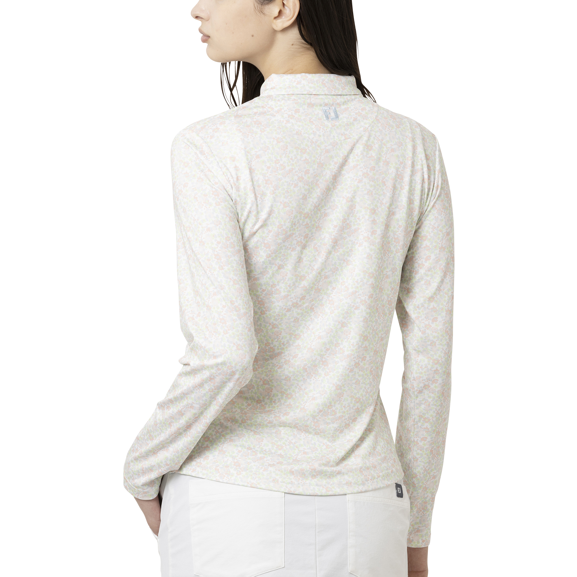 水彩フラワープリント長袖シャツ