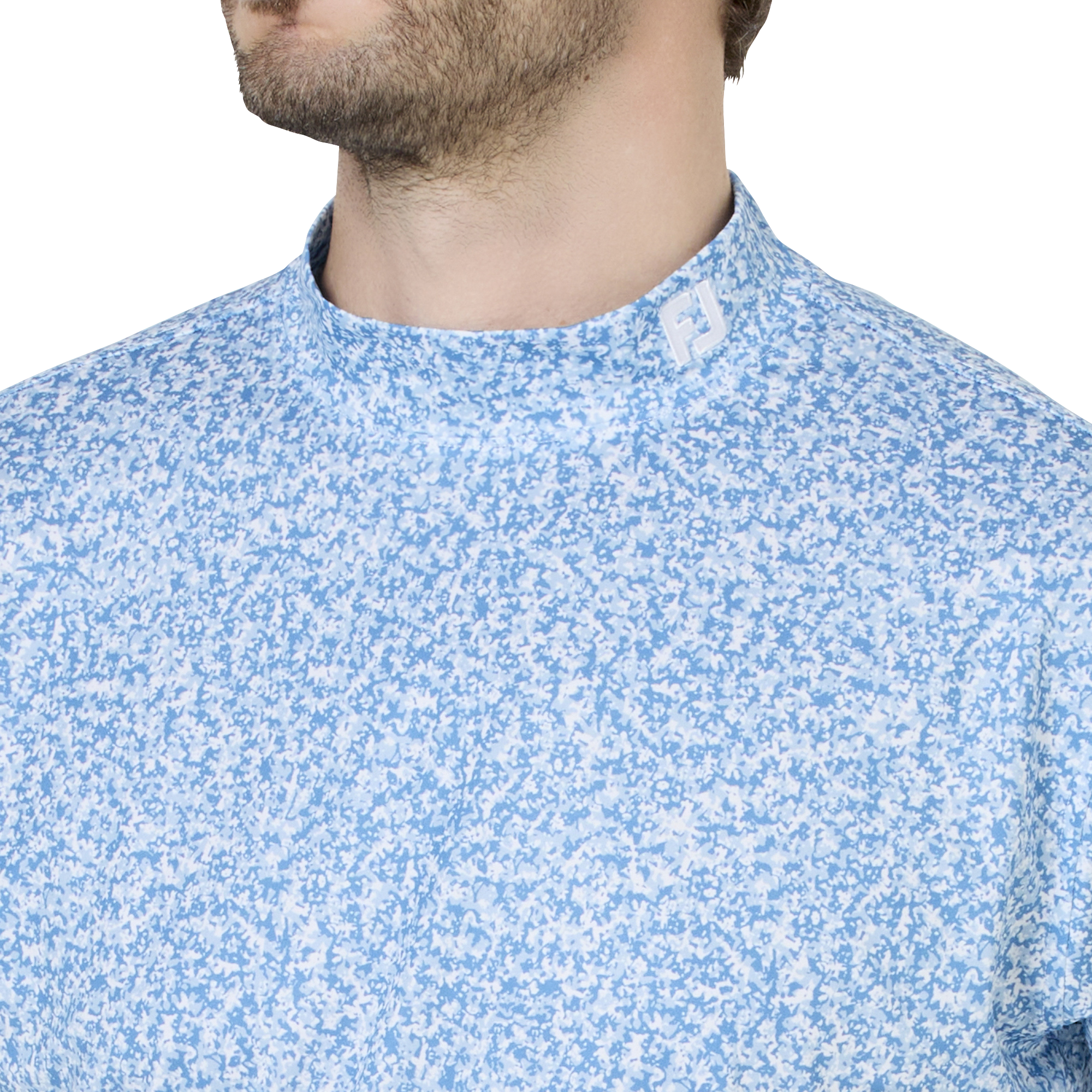 コンパクトカモ ストレッチライル半袖モックネックシャツ