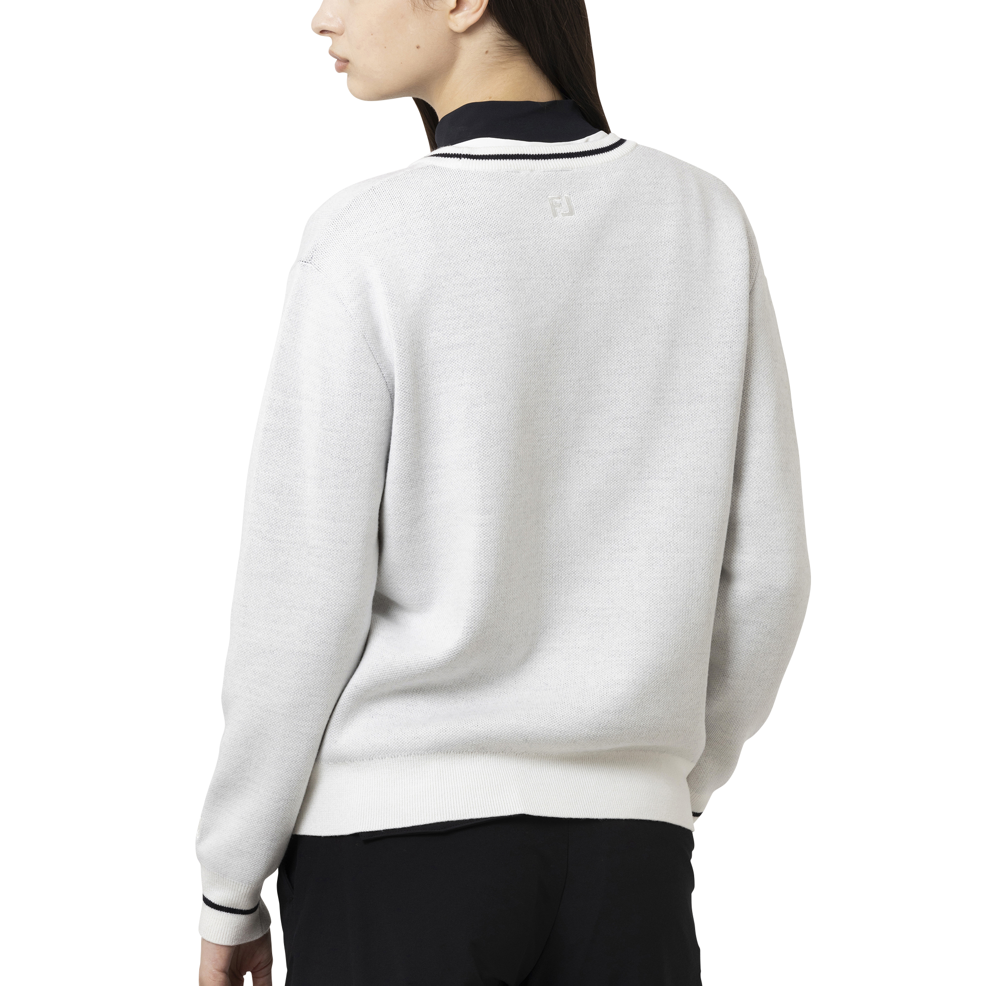 クロップドアーガイル長袖クルーネックセーター