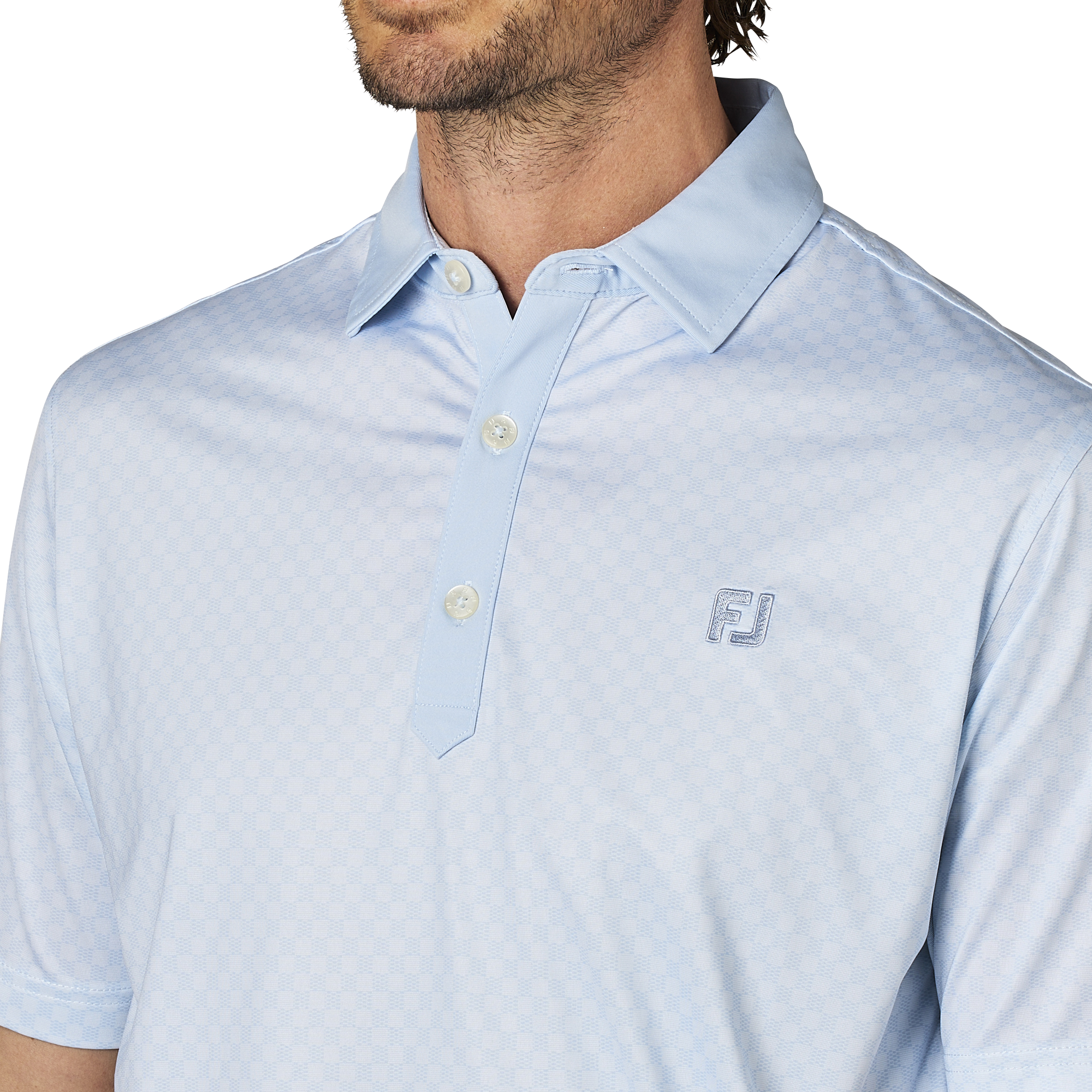 格子ジャカード半袖シャツ