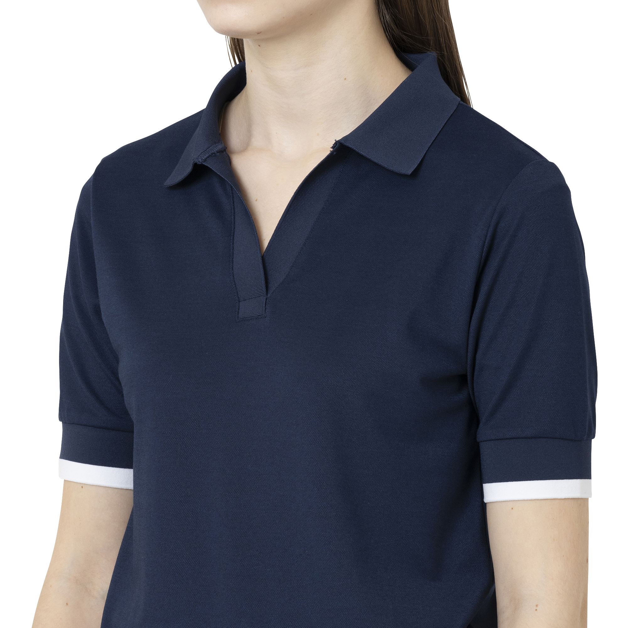 カラーブロック オープンプラケットストレッチ鹿の子半袖シャツ