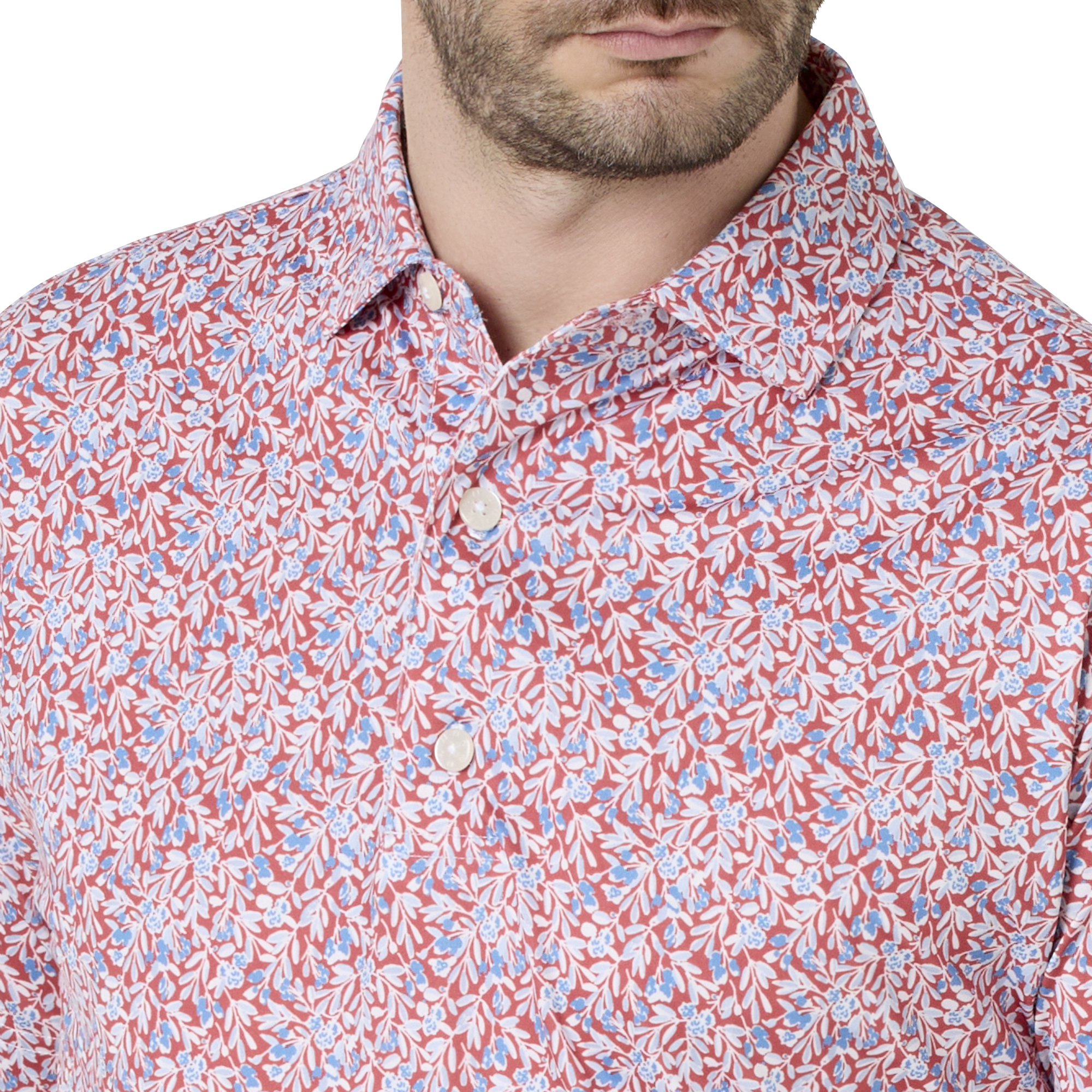 メドウプリント ストレッチライル半袖シャツ