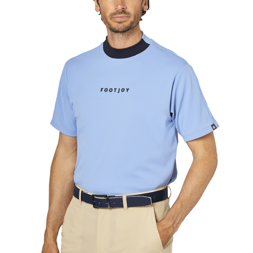 バイカラー半袖モックネックシャツ