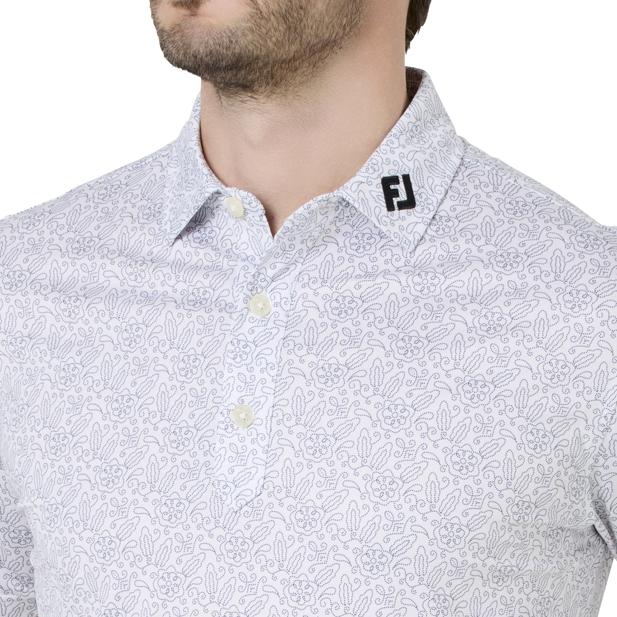 ウィングチップフローラル ストレッチライル半袖シャツ