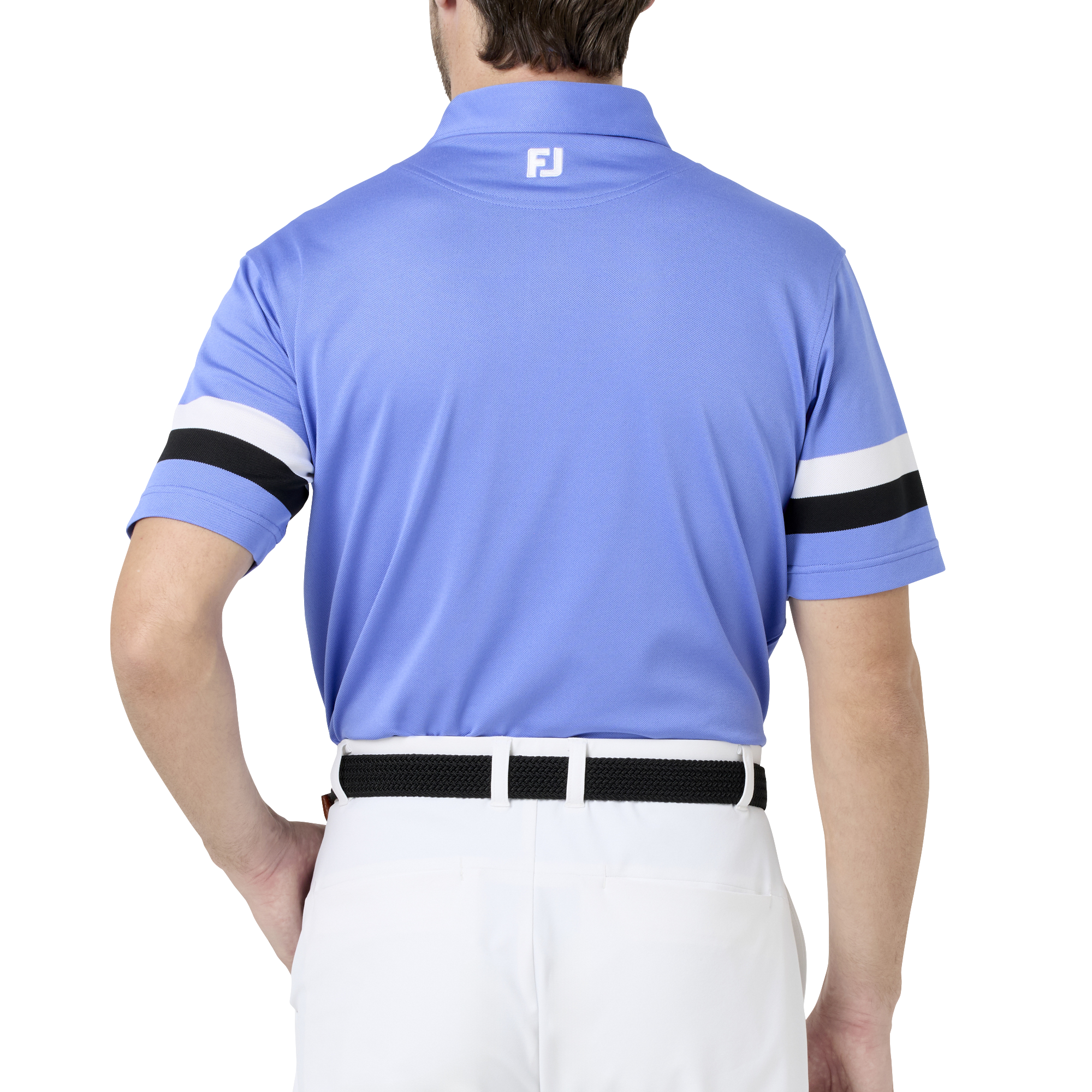 スリーブストライプ ストレッチ鹿の子半袖シャツ