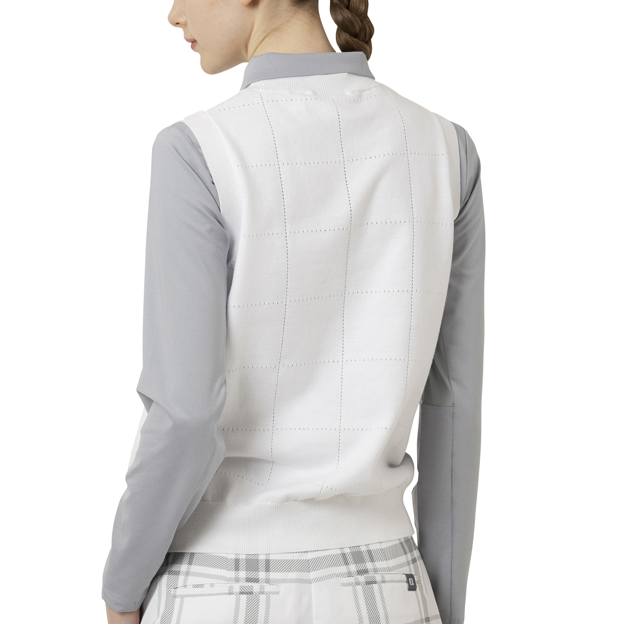 スクエアチェッククルーネックセーターベスト