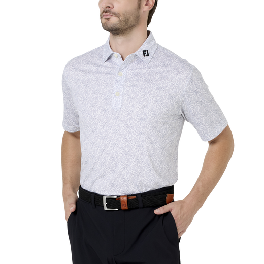 ウィングチップフローラル ストレッチライル半袖シャツ