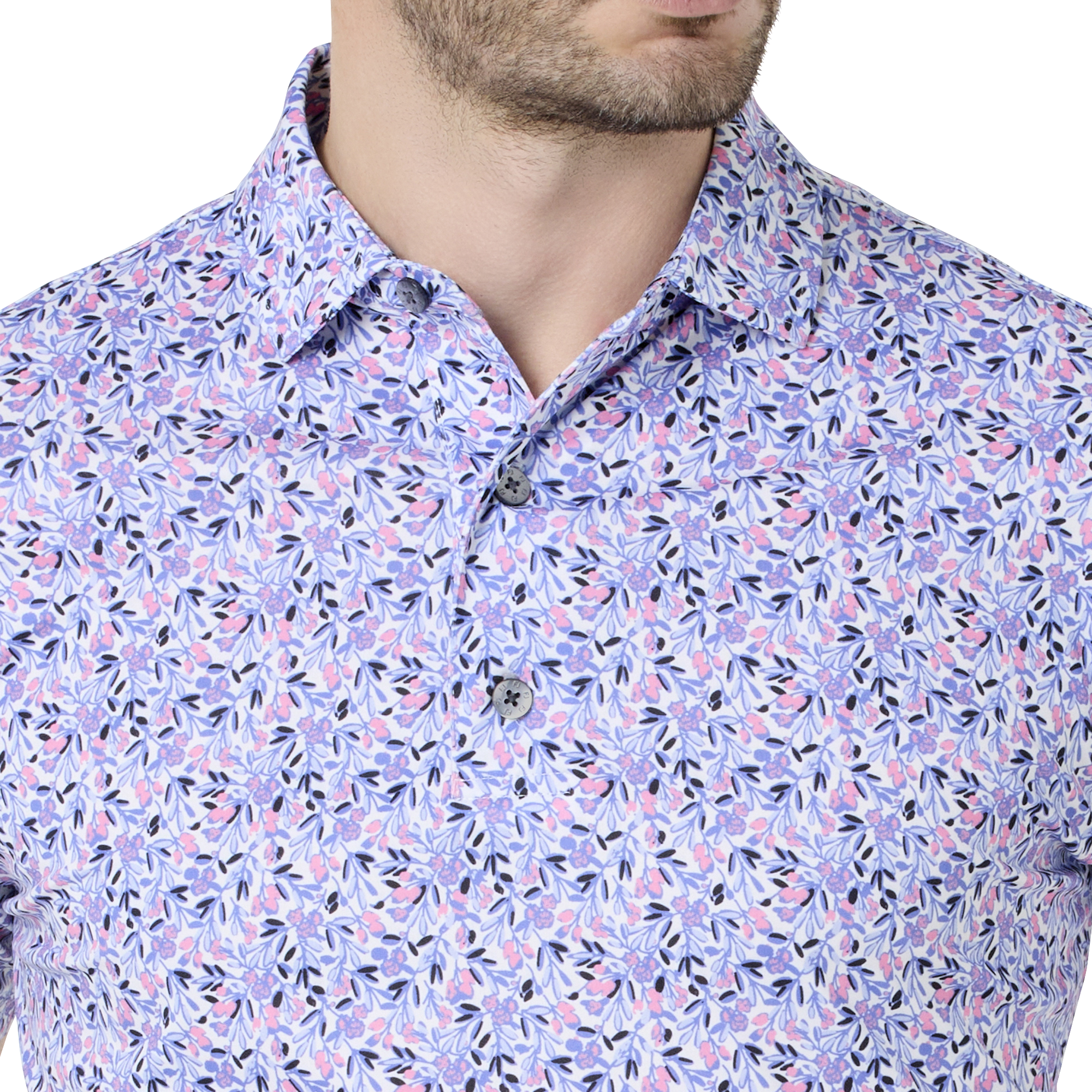 メドウプリント ストレッチライル半袖シャツ