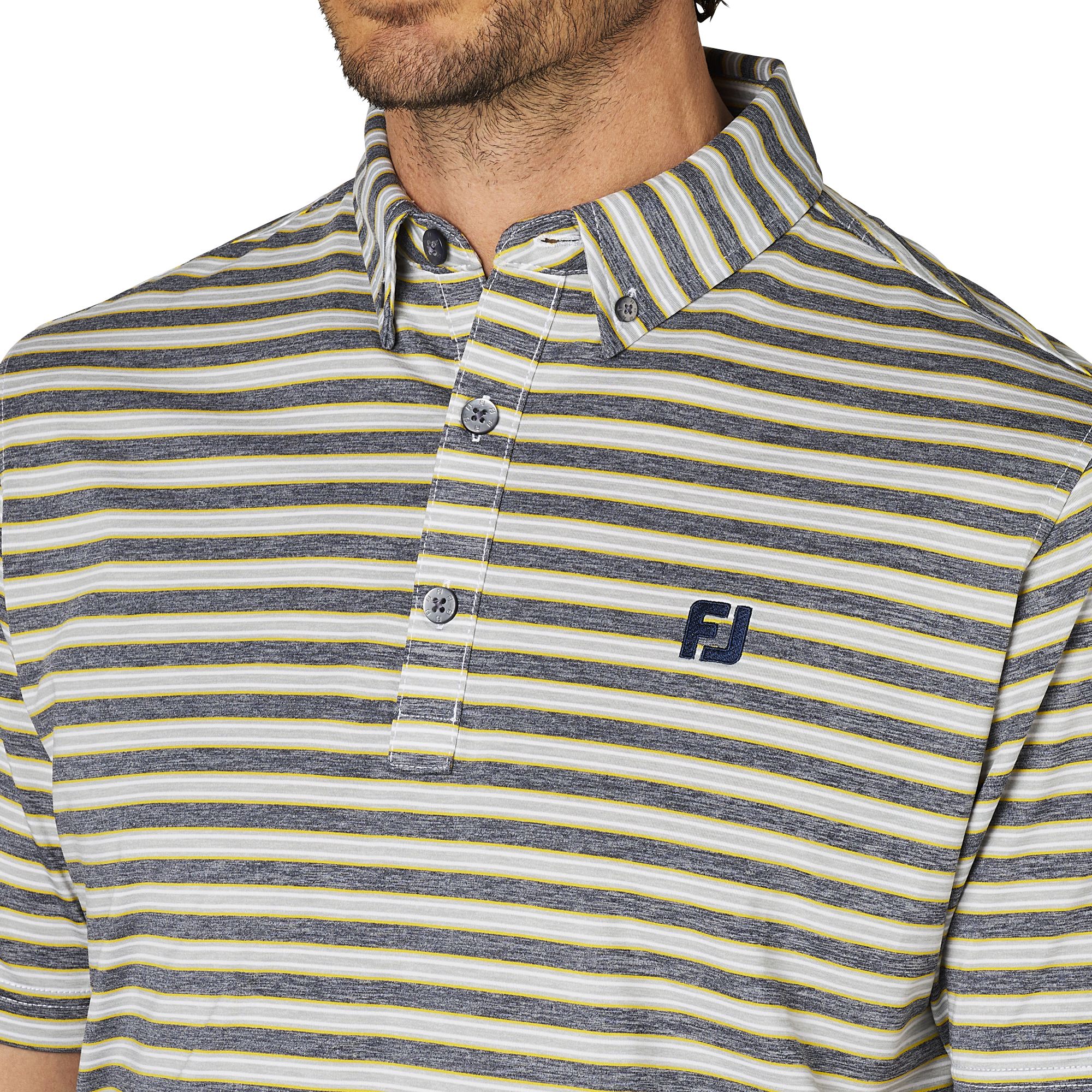 ヘザーストライプ半袖ボタンダウンシャツ