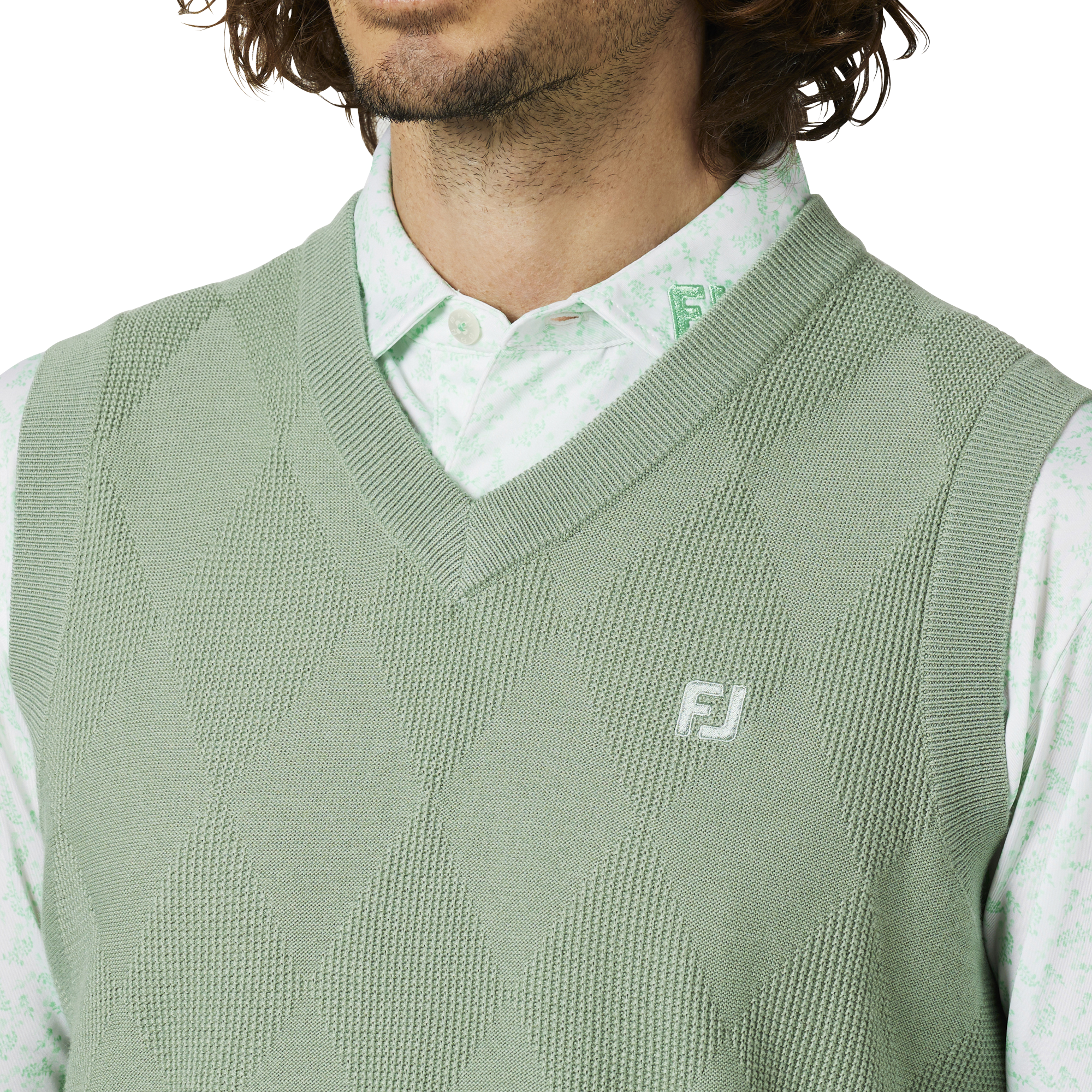 アーガイルVネックベストセーター