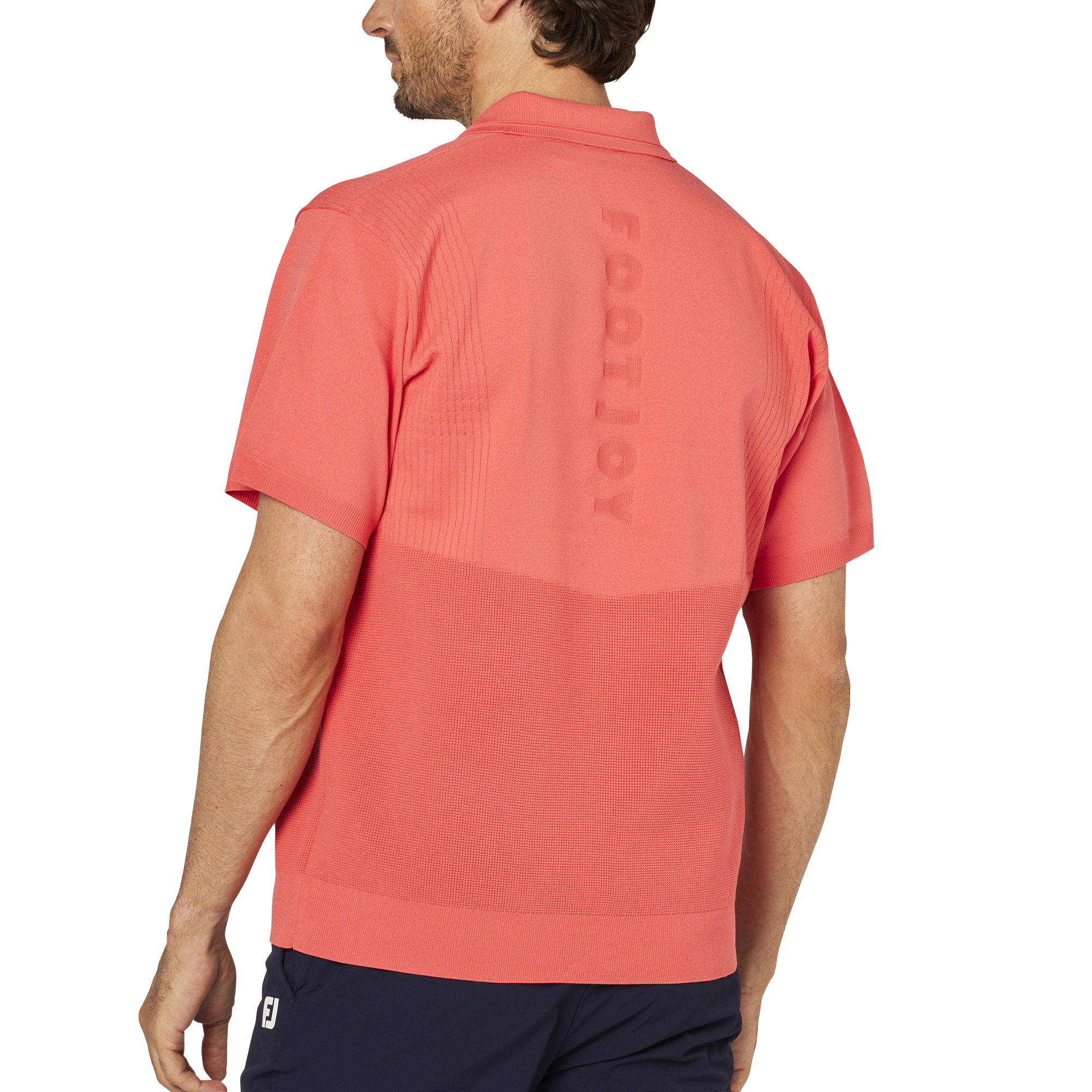 編地切替半袖セーターポロ