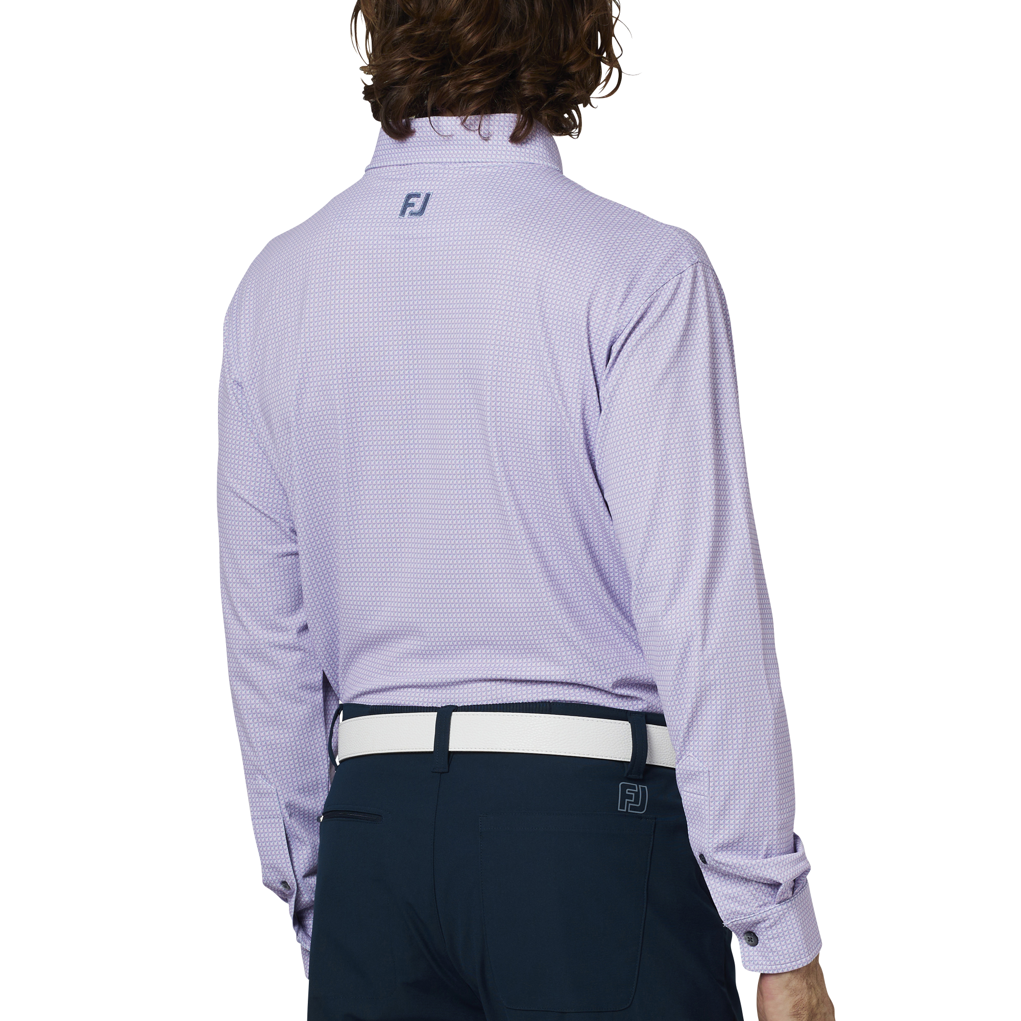 3Dピラミッドプリント長袖ボタンダウンシャツ